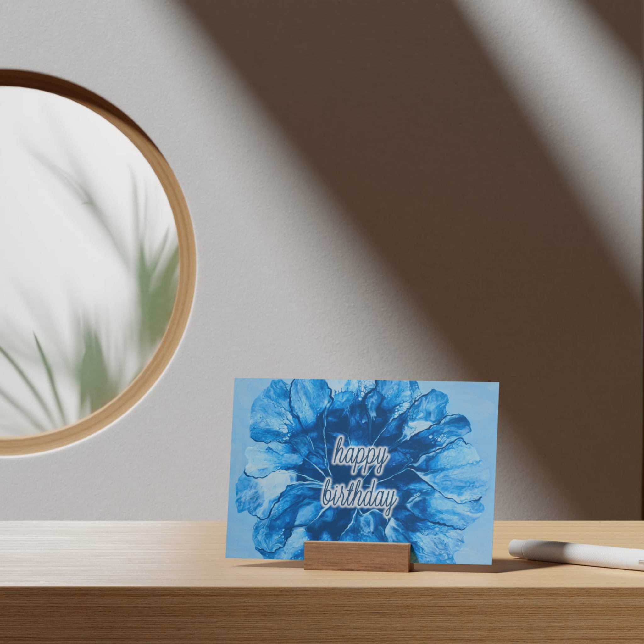 Blue Burst Birthday Card – Abstract Design
