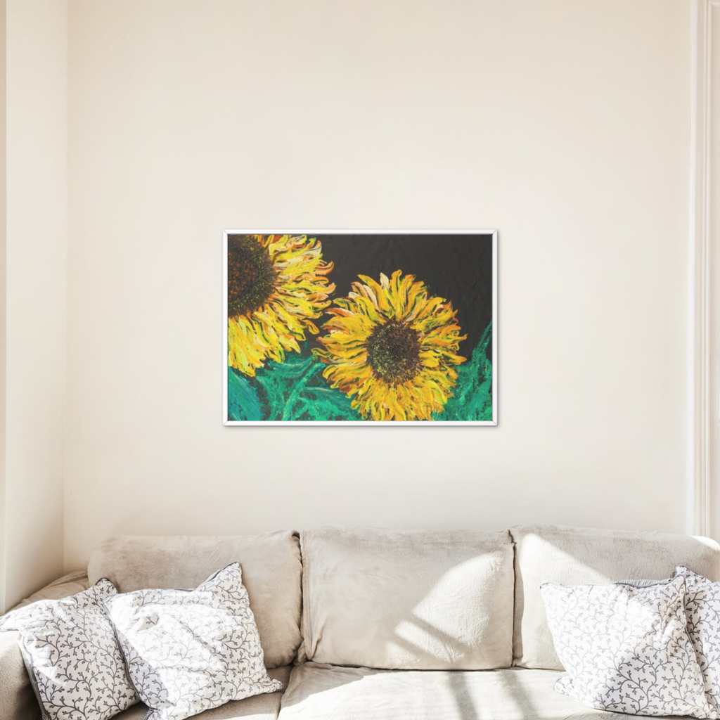 Sunflowers in the Dark Canvas Print – A3 Bold Floral Wall Art