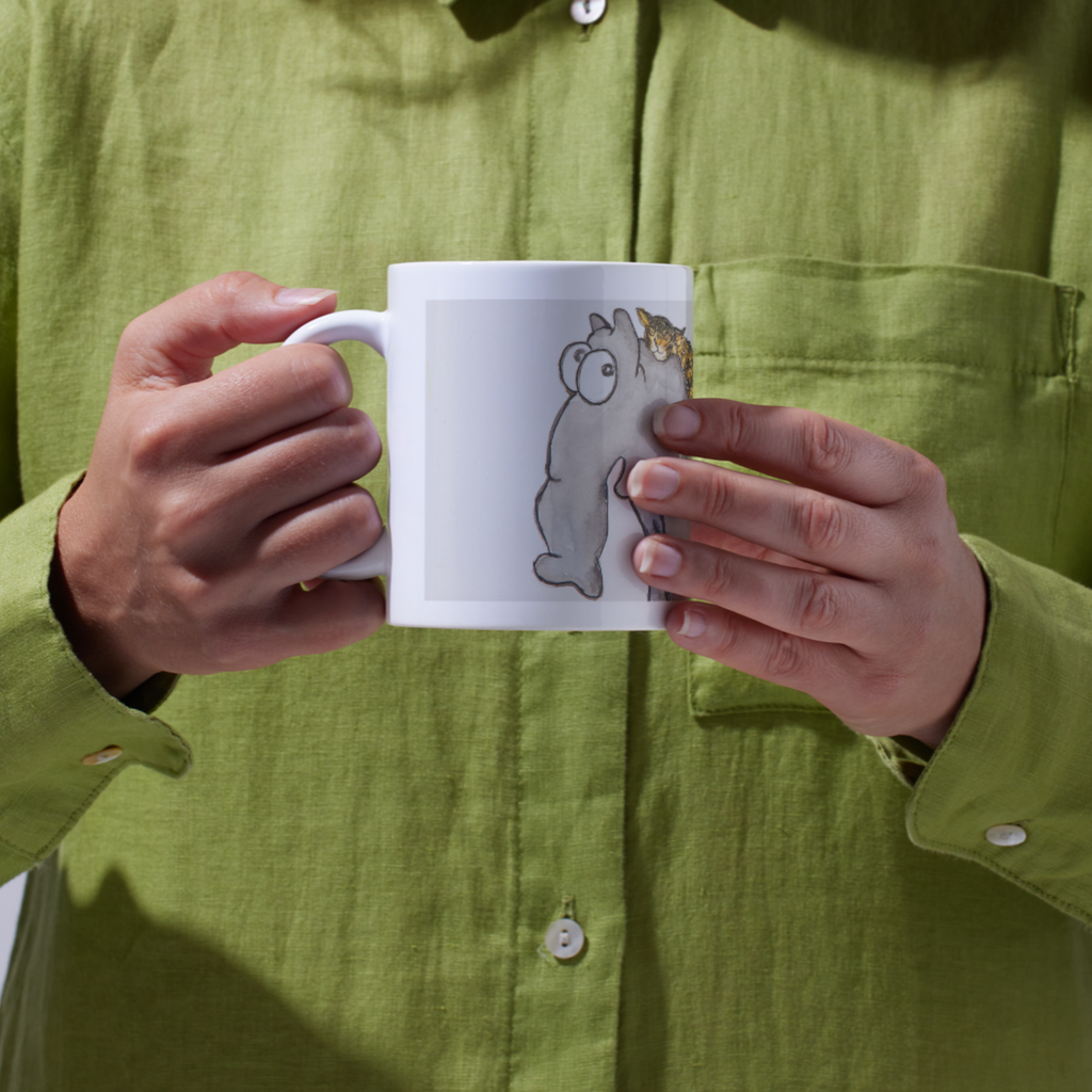Elephant & Cat Napping Mug – Whimsical Companionship Ceramic Coffee Mug