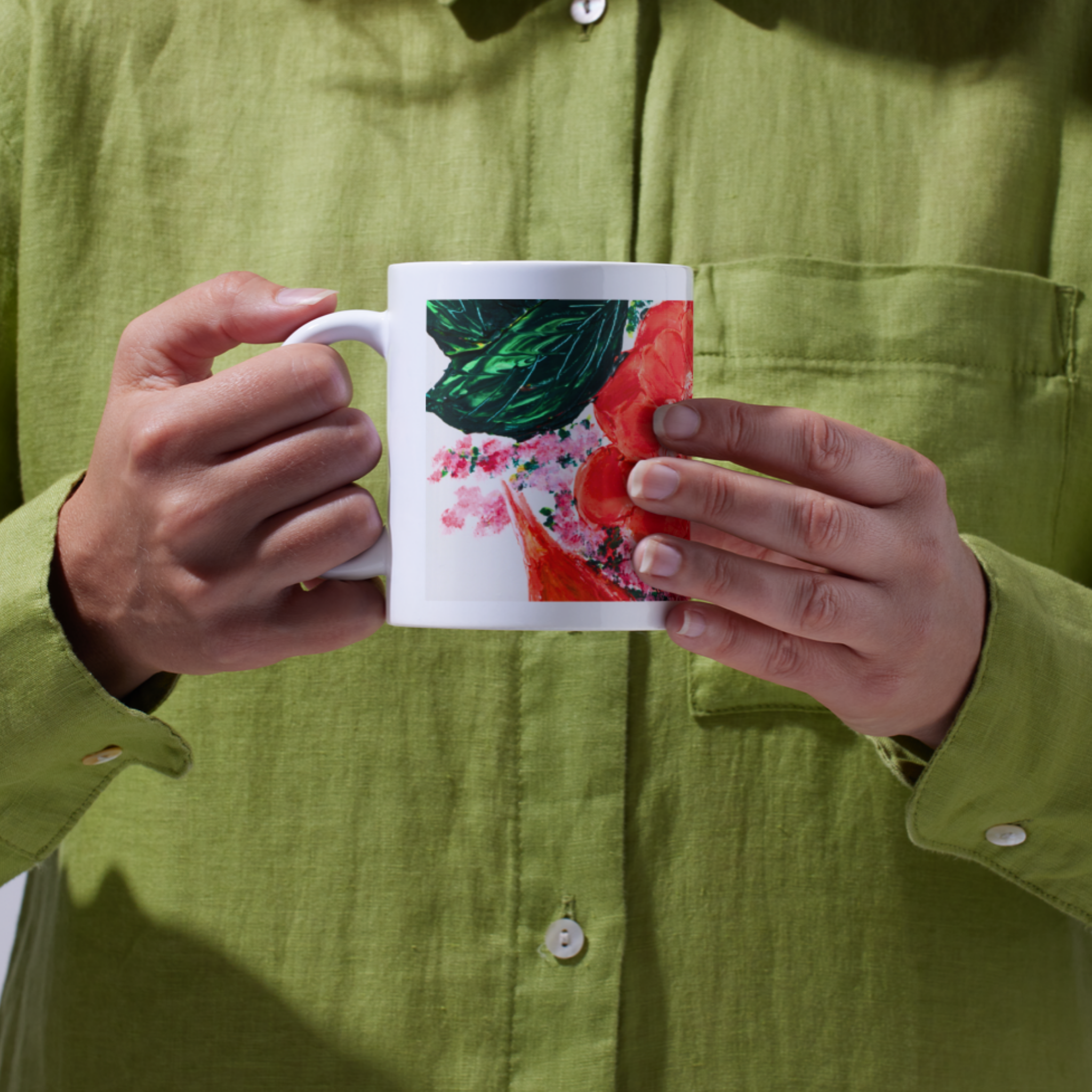 Crimson Rose Mug – Red Floral Ceramic Coffee Mug