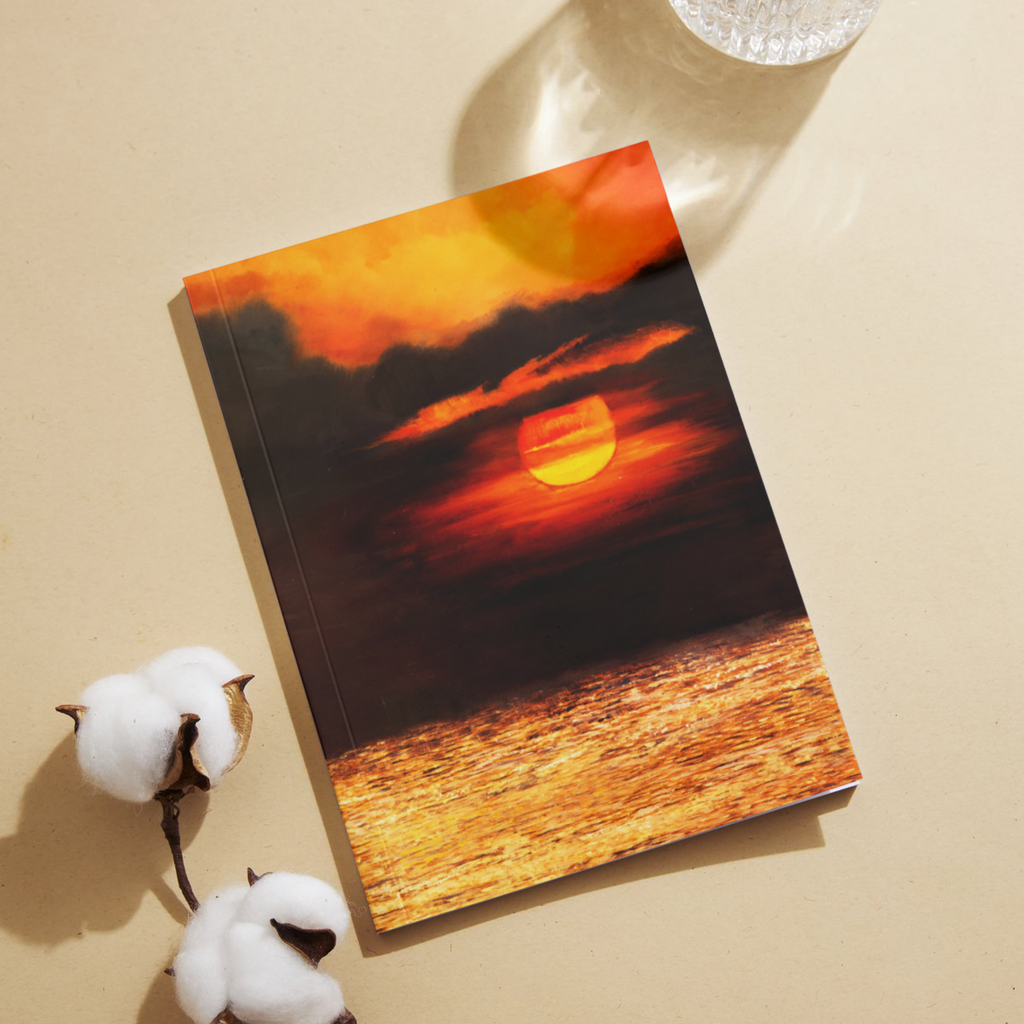 Sunset Ocean Landscape Card – Acrylic Painting Design
