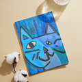 Picasso‑Inspired Acrylic Cat Art Card – Bold Blue Expression
