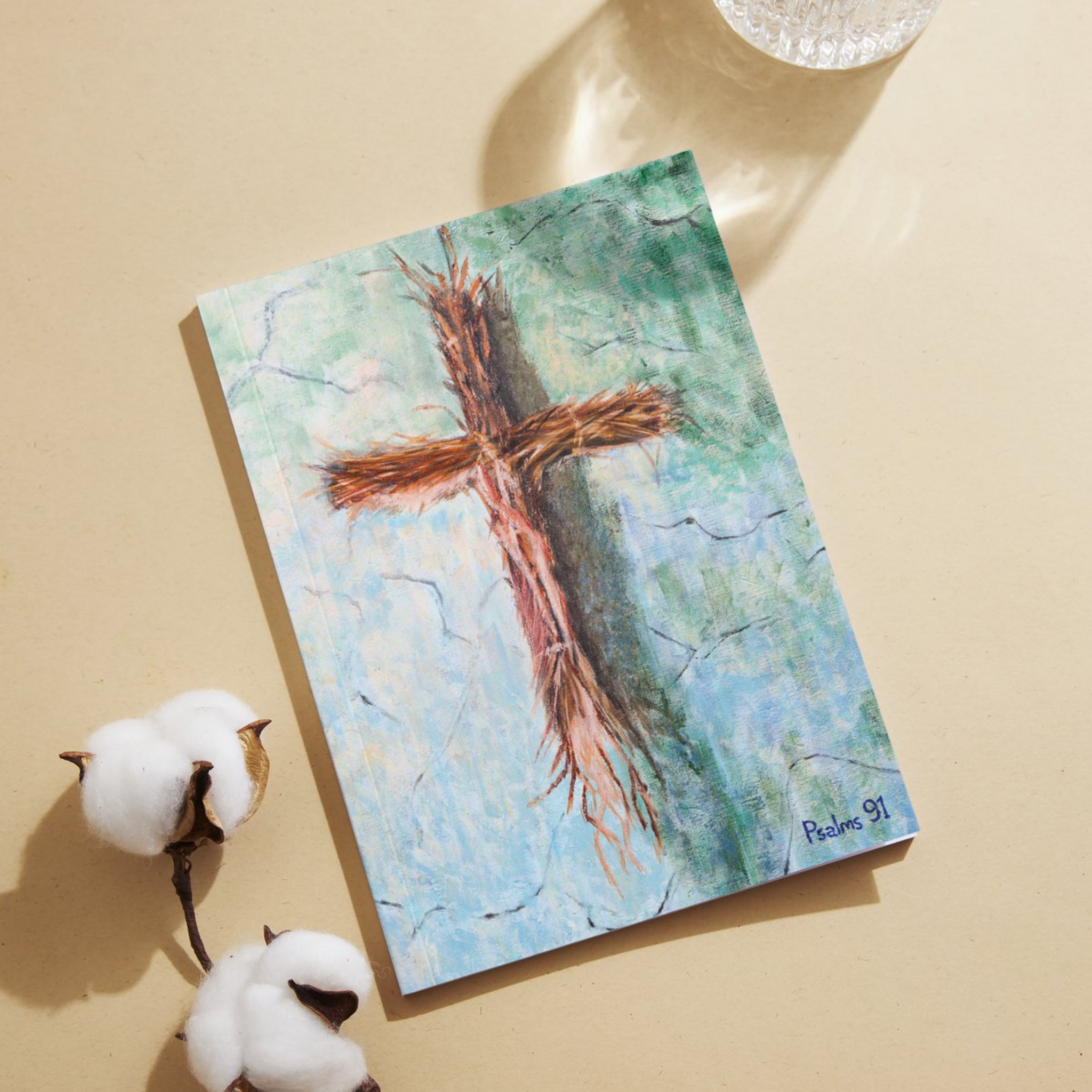 Original Acrylic Rooted Cross Art Card – Psalms 91