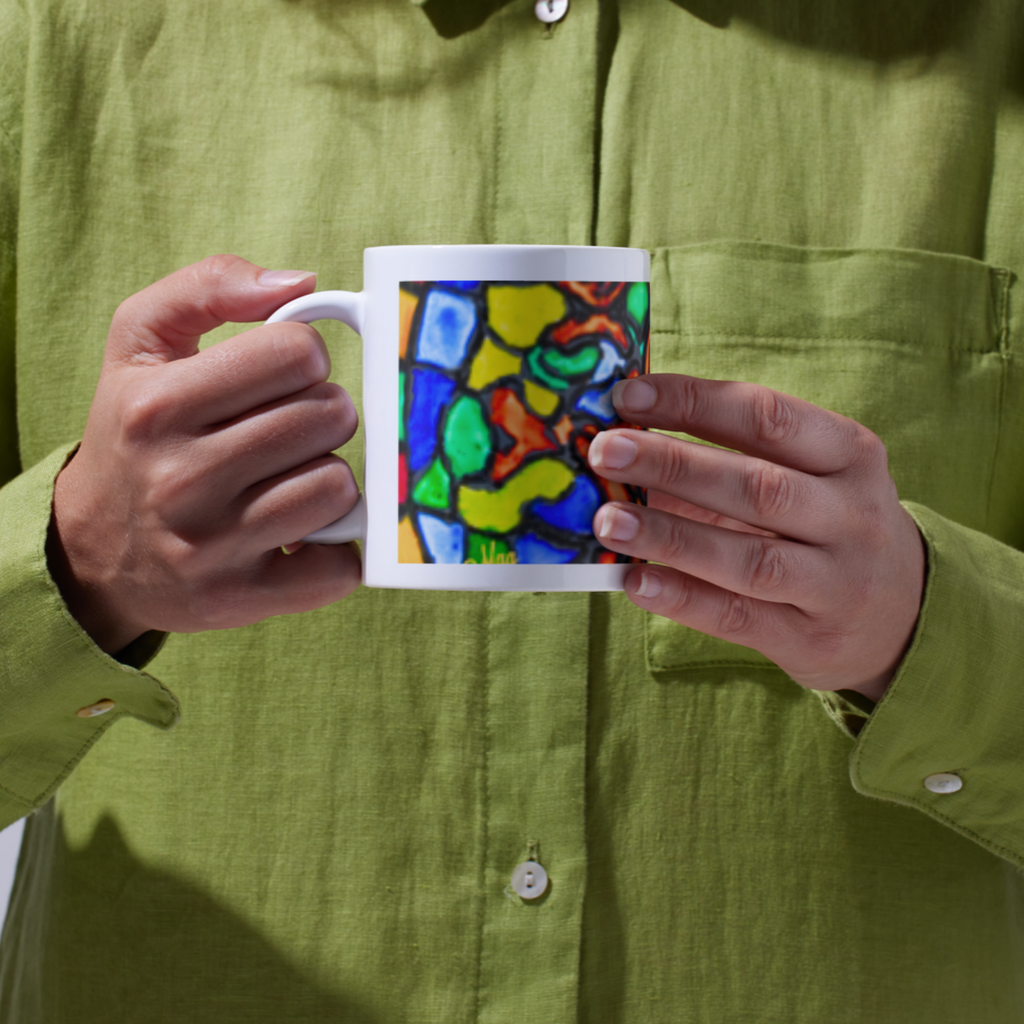 Stained Glass Tree of Life Mug – Vibrant Mosaic Ceramic Coffee Mug