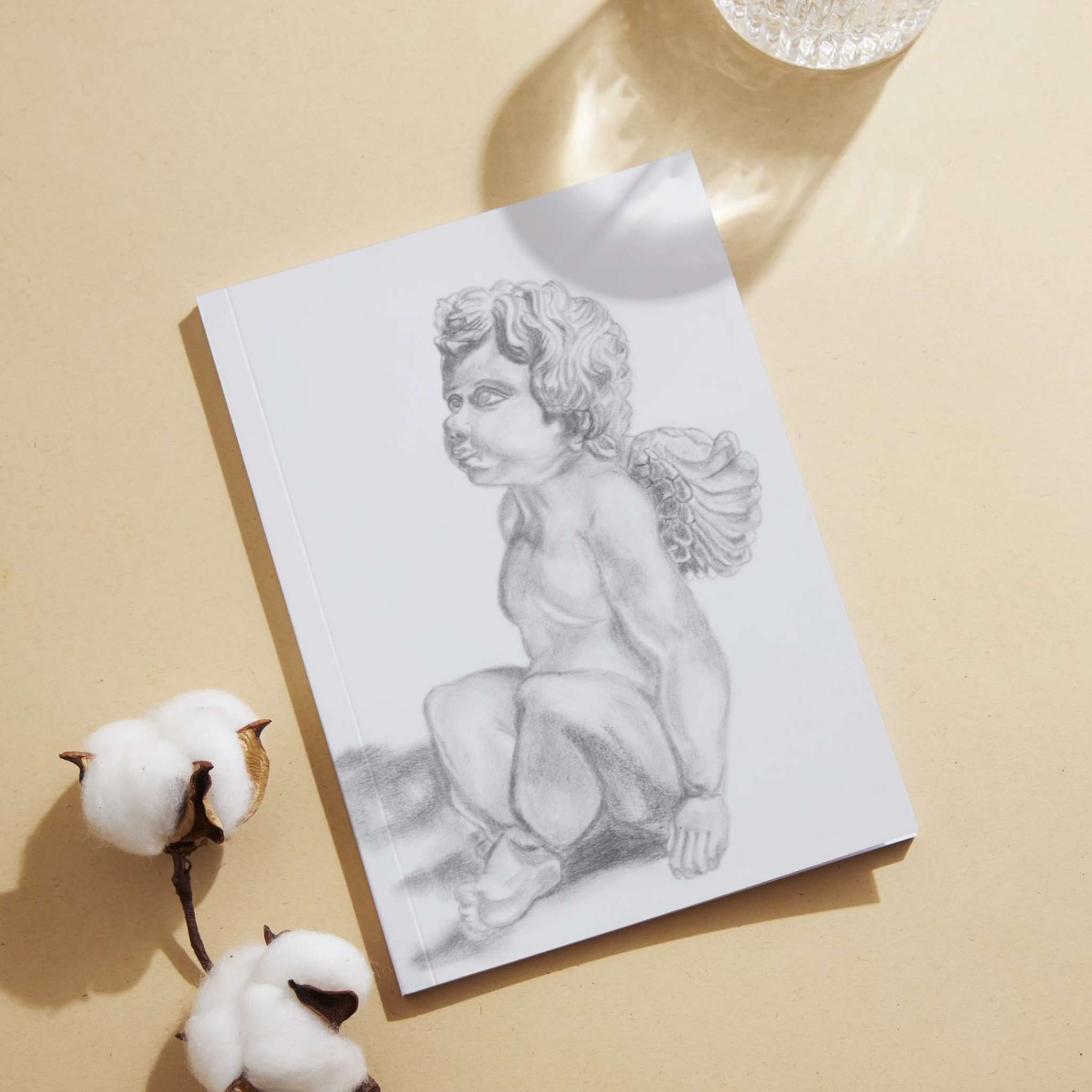 Seated Cherub Angel – Classical Charcoal Drawing Art Greeting Card