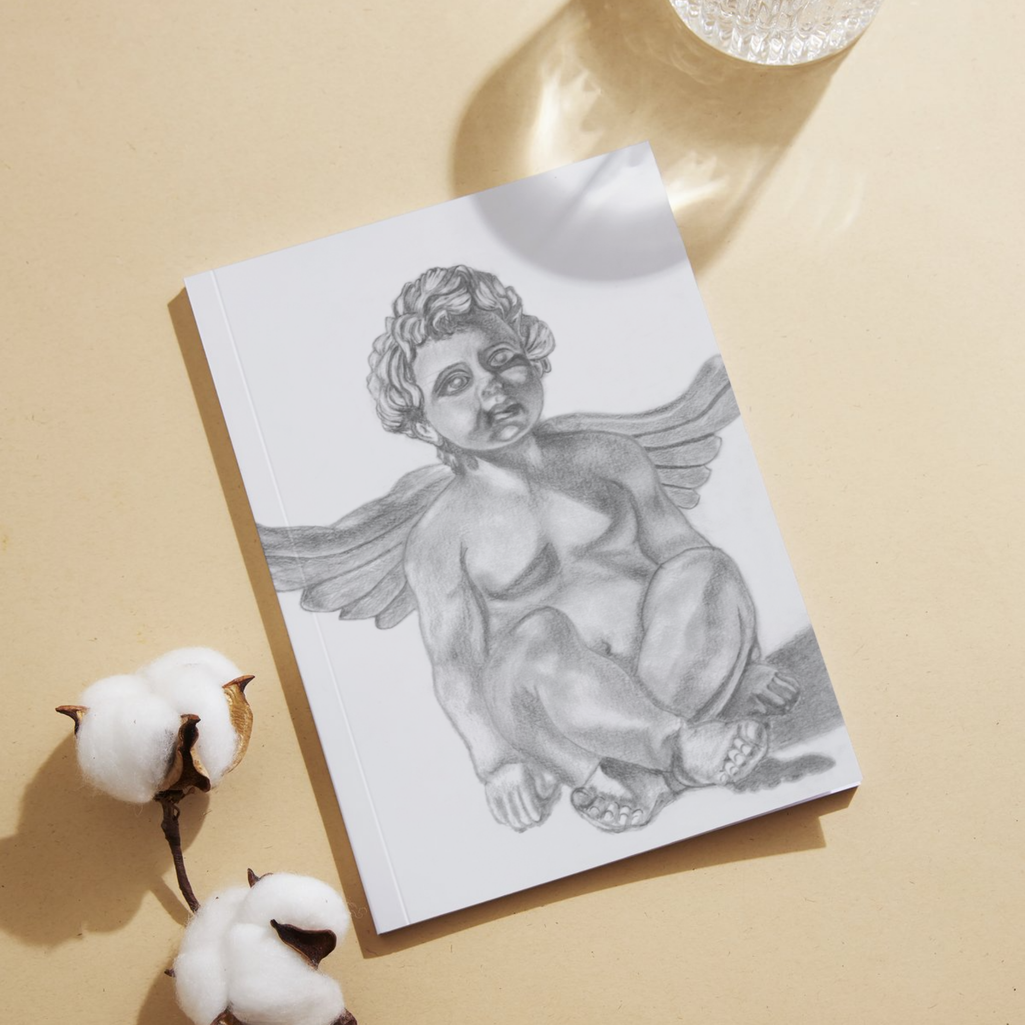 Winged Cherub Angel – Classical Charcoal Drawing Art Greeting Card