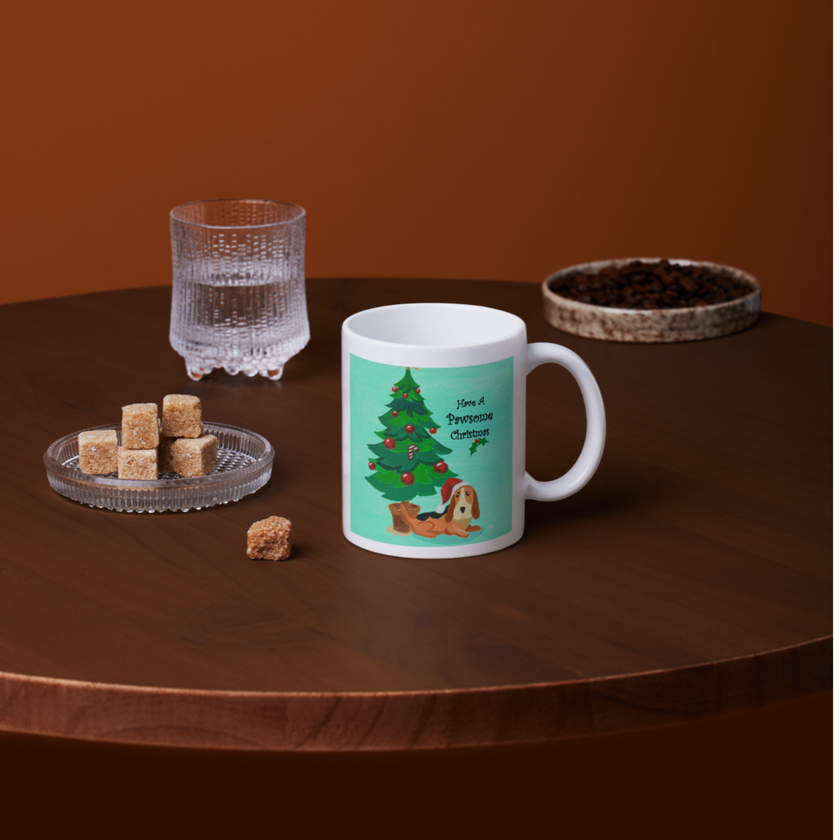 Basset Hound in Santa Hat Mug – Pawsome Christmas Dog Ceramic Coffee Mug
