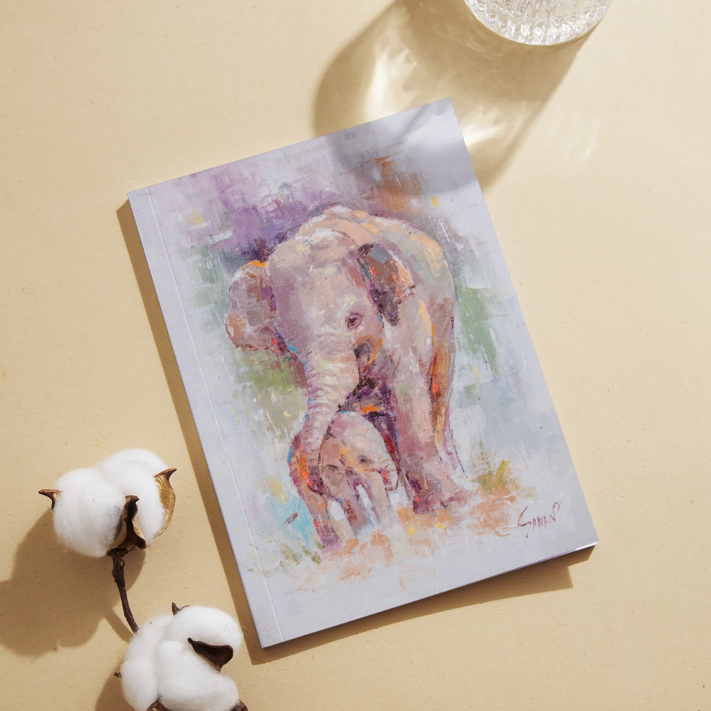 Curated Acrylic Elephant Art Card – Tender Mother & Baby Bond