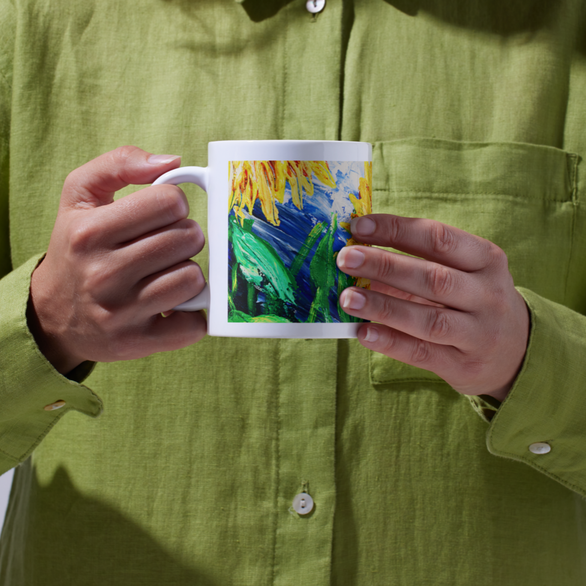 Sunlit Bloom Mug – Two Sunflowers Ceramic Coffee Mug