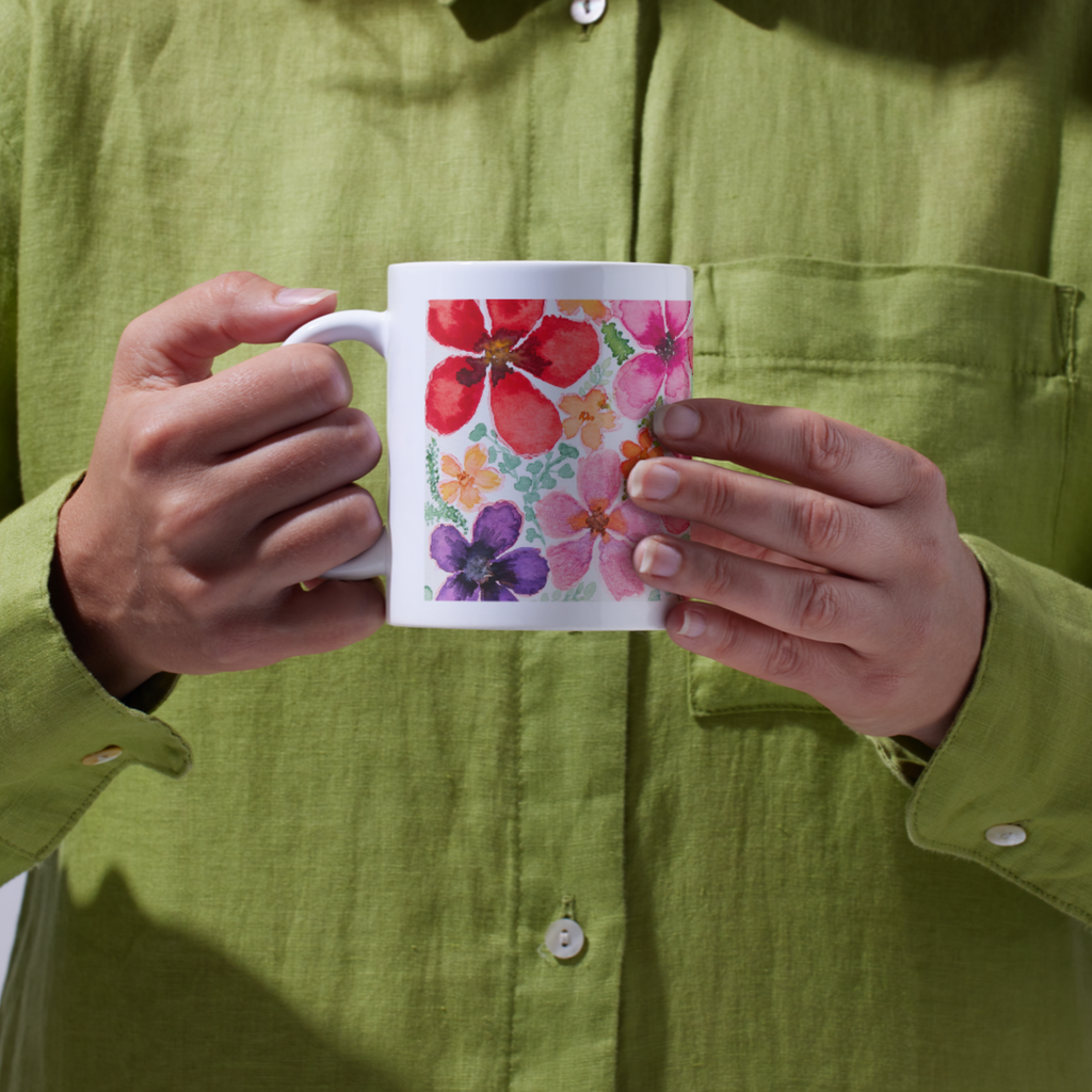 Vibrant Bouquet Mug – Colorful Watercolor Ceramic Coffee Mug