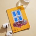 Rustic Window & Flower Box Landscape Card – Acrylic Painting Design