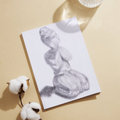 Thai Inspired Figurine – Charcoal Art Greeting Card (Original Drawing)