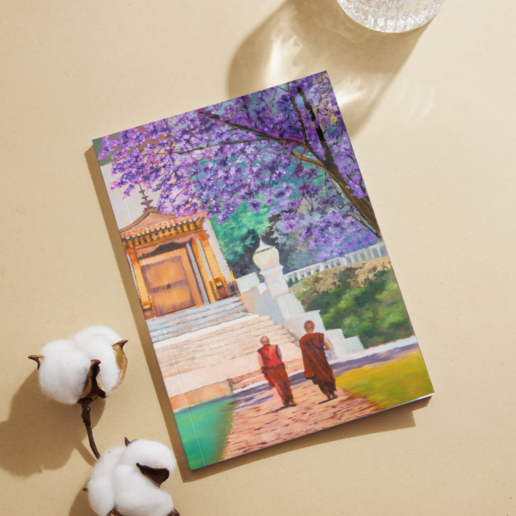 Temple Path Landscape Card – Acrylic Painting Design