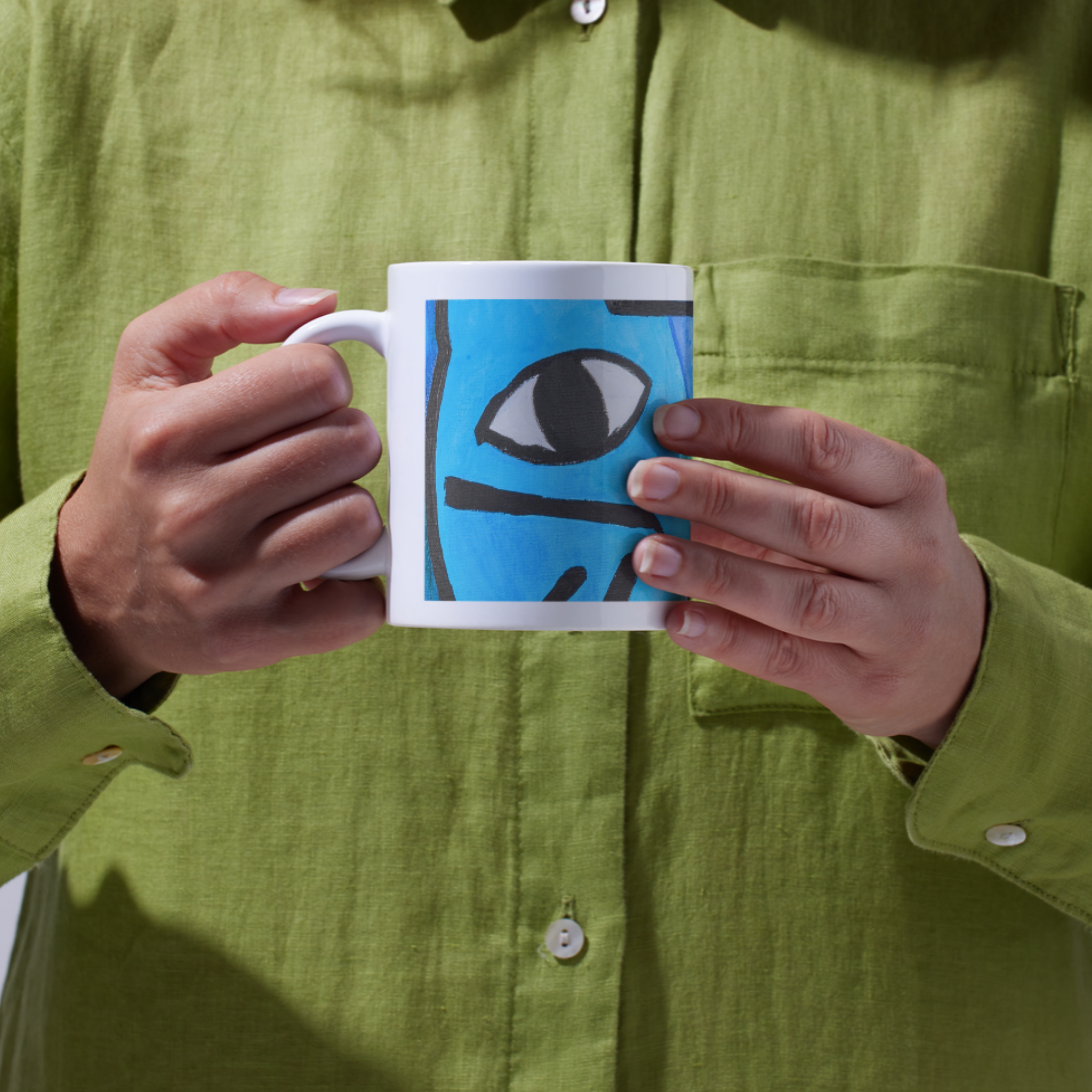 Picasso-Inspired Blue Cat Mug – Bold Abstract Cat Ceramic Coffee Mug