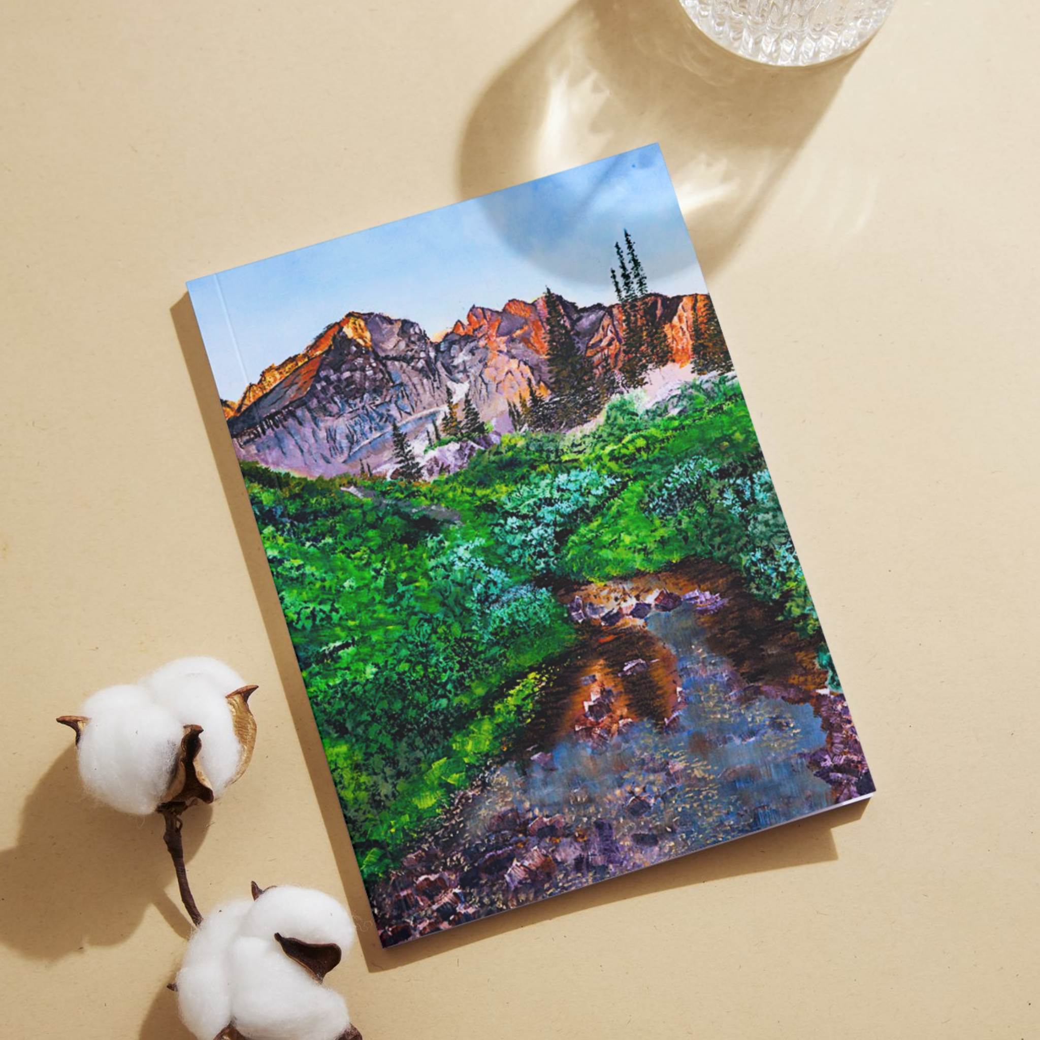 Mountain Stream Landscape Card – Acrylic Painting Design