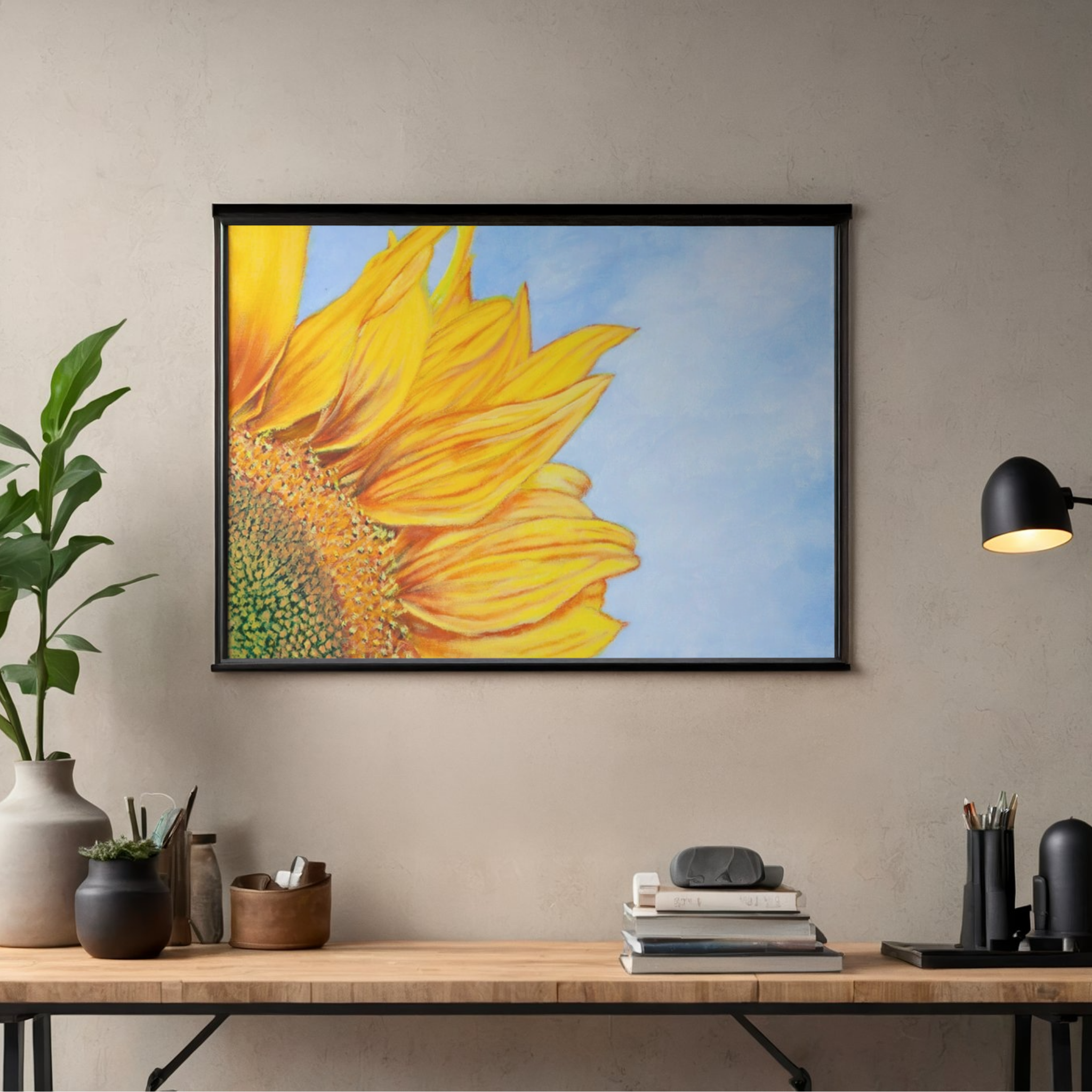 Sunflower Sky Canvas Print – A3 Soft Yellow Floral Wall Art