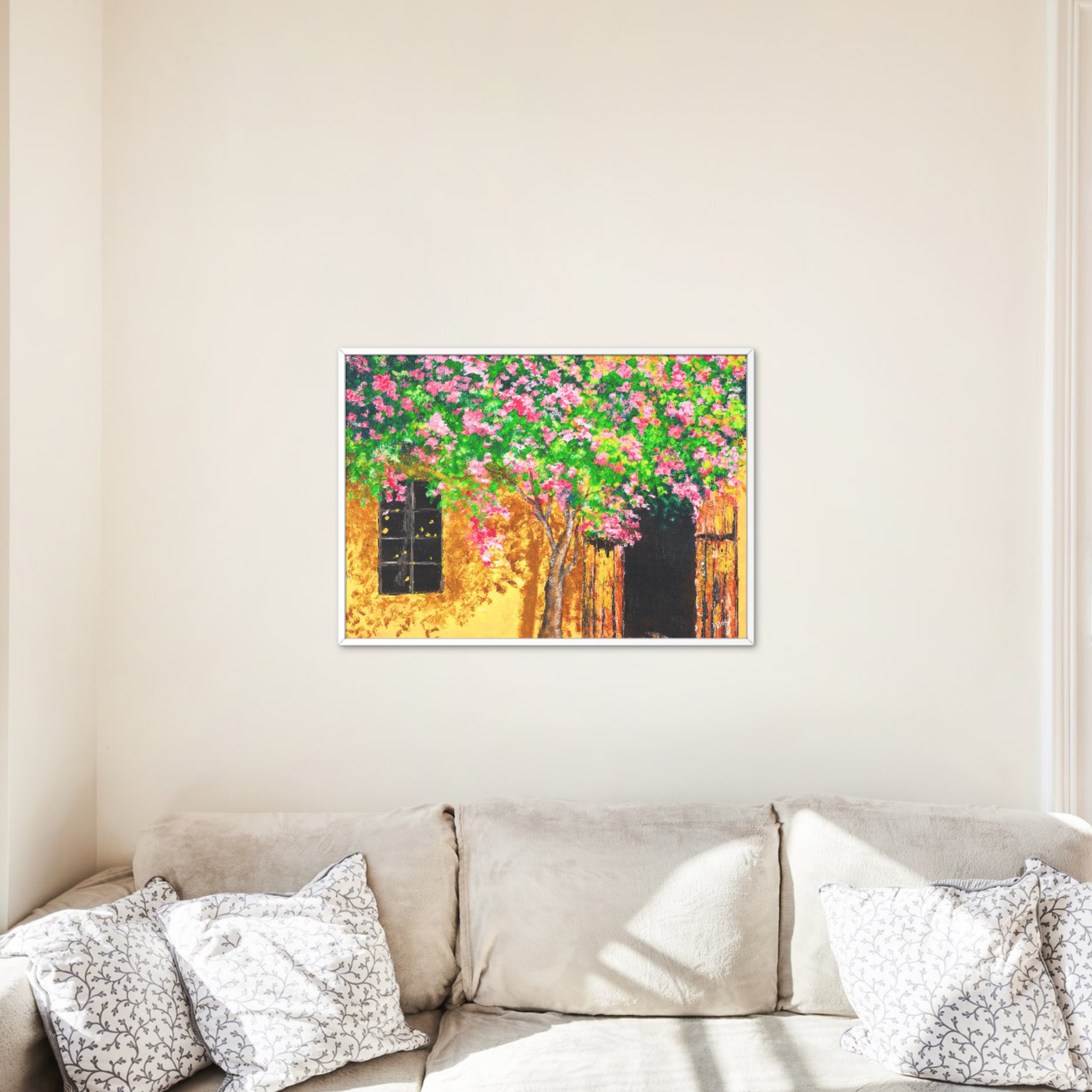 Summer Blossoms Canvas Print – A3 Cheerful Landscape Wall Art