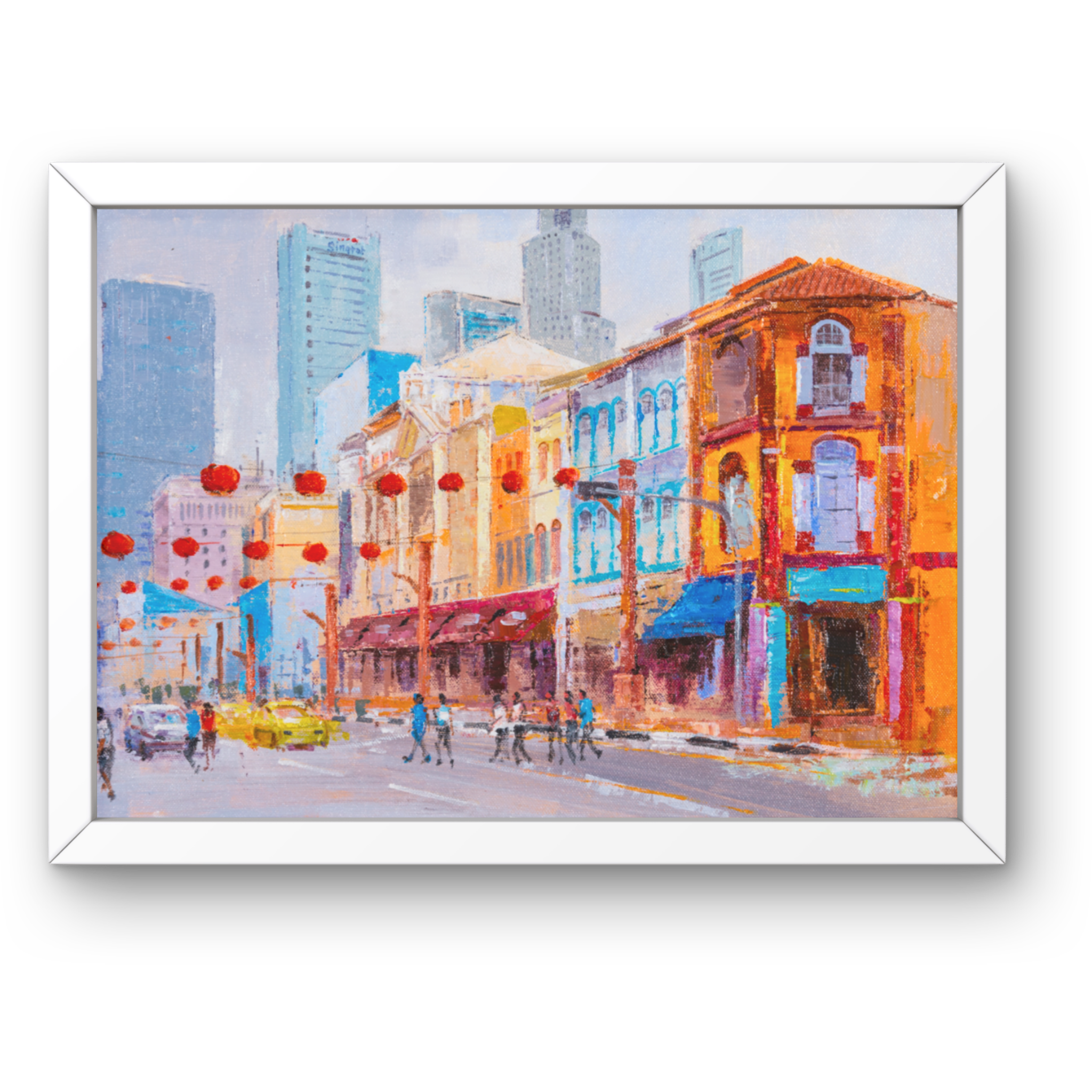 Singapore Chinatown Street Scene Canvas Print – A3 Cultural Landscape Wall Art
