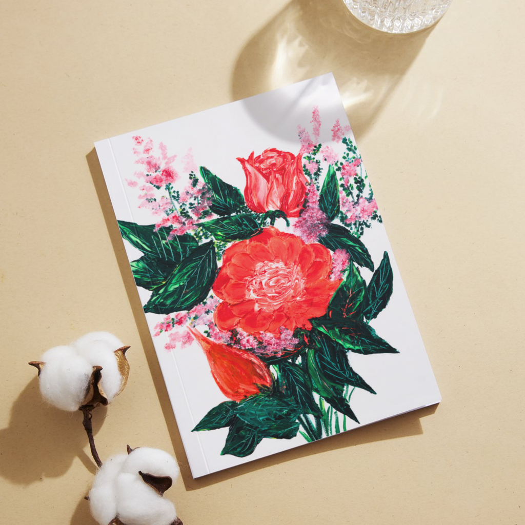 Crimson Rose Floral Card – Acrylic Painting Design