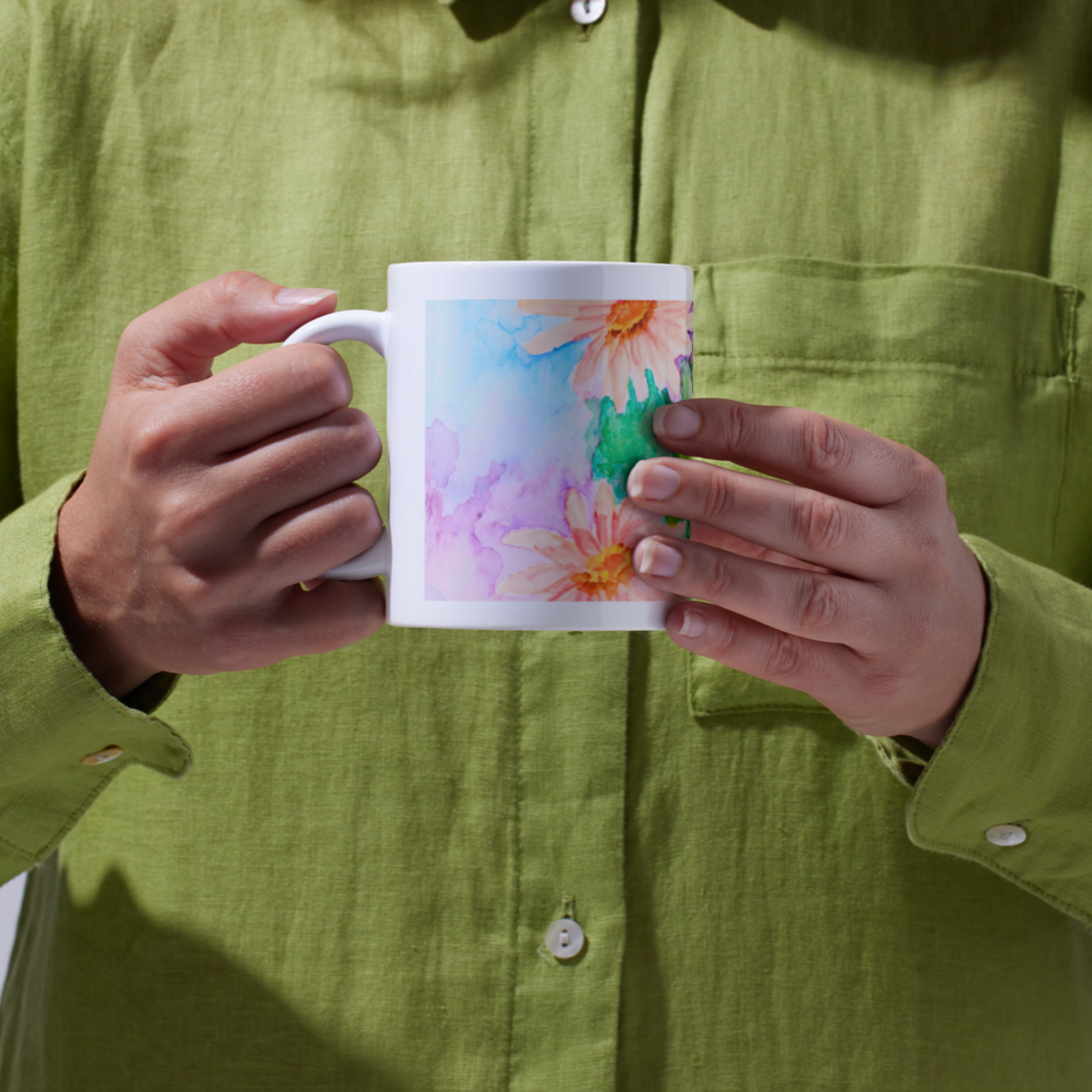 Dreamy Pink Bouquet Mug – Watercolor Floral Ceramic Coffee Mug