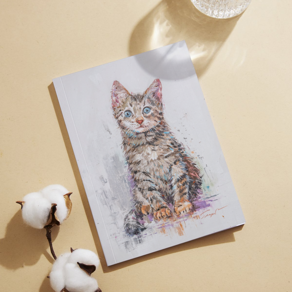 Curated Acrylic Kitten Art Card – Blue‑Eyed Tabby Charm