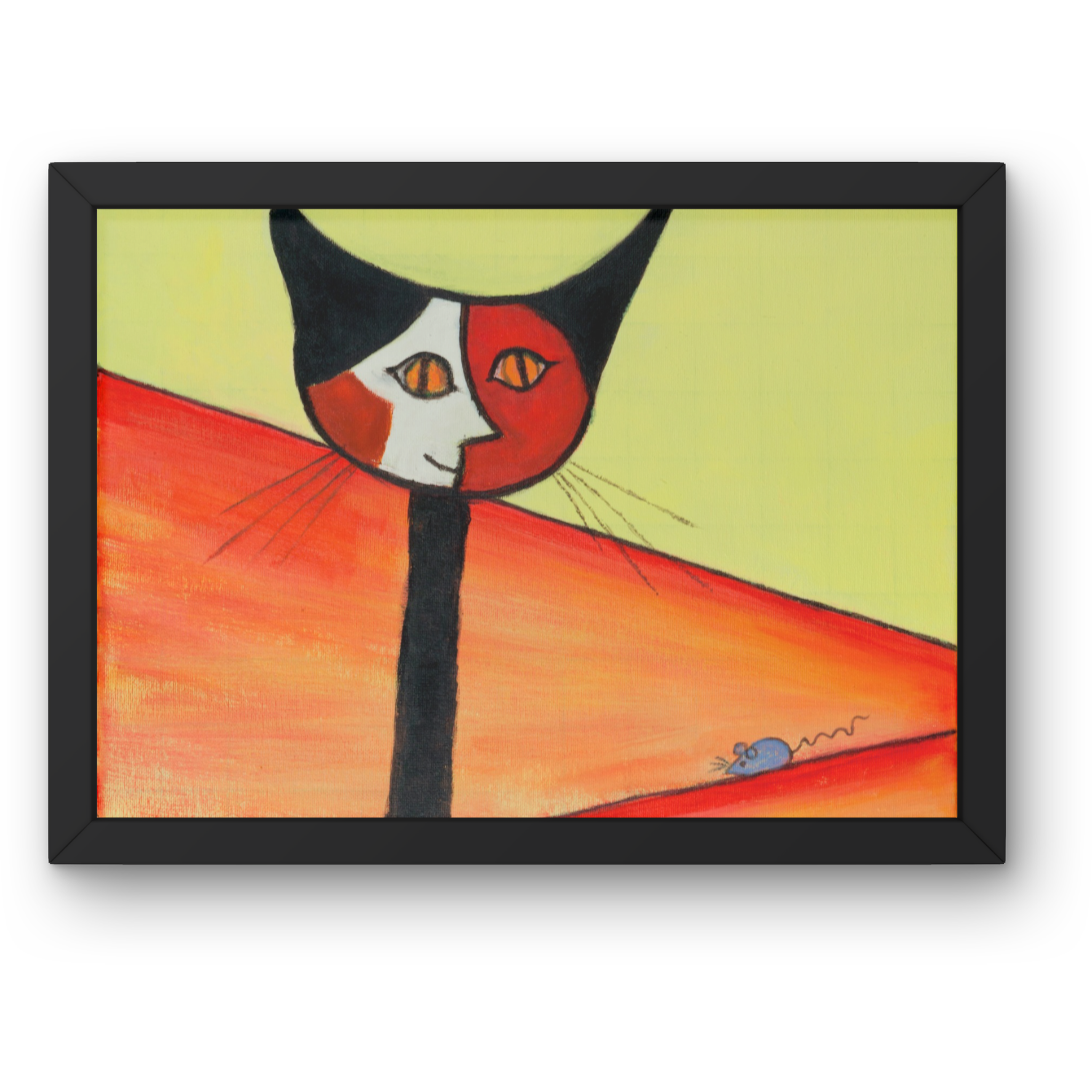 Picasso-Inspired Cat & Mouse Canvas Print – A3 Bold Abstract Wall Art