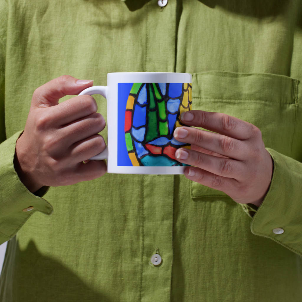 Stained Glass Sailboat at Sea Mug – Nautical Mosaic Ceramic Coffee Mug