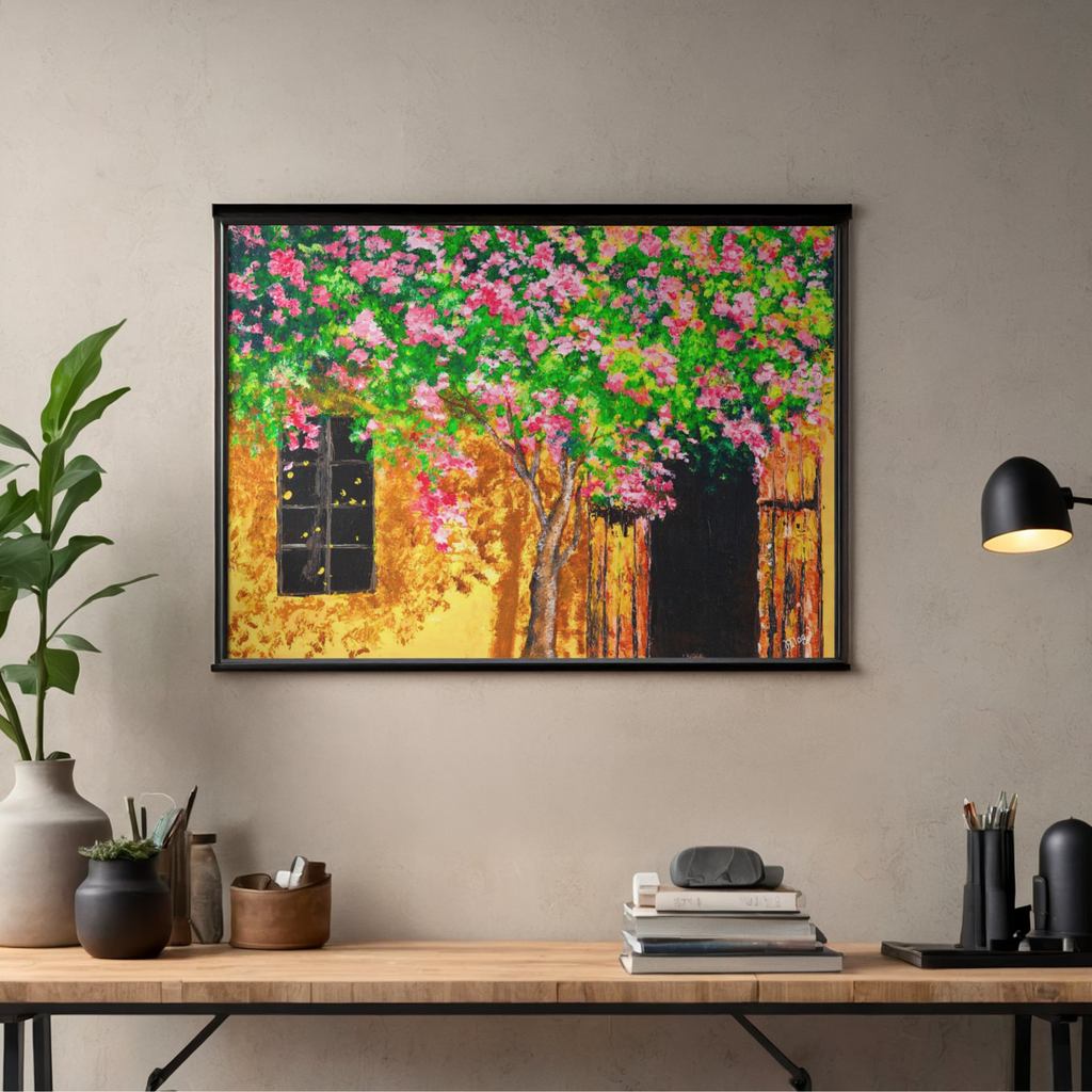 Summer Blossoms Canvas Print – A3 Cheerful Landscape Wall Art