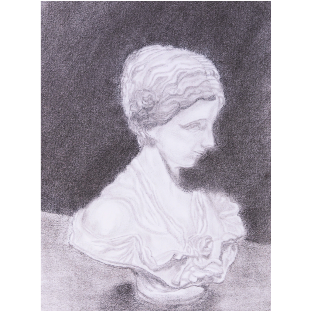 Classical Lady with Rose – Charcoal Portrait Art Greeting Card