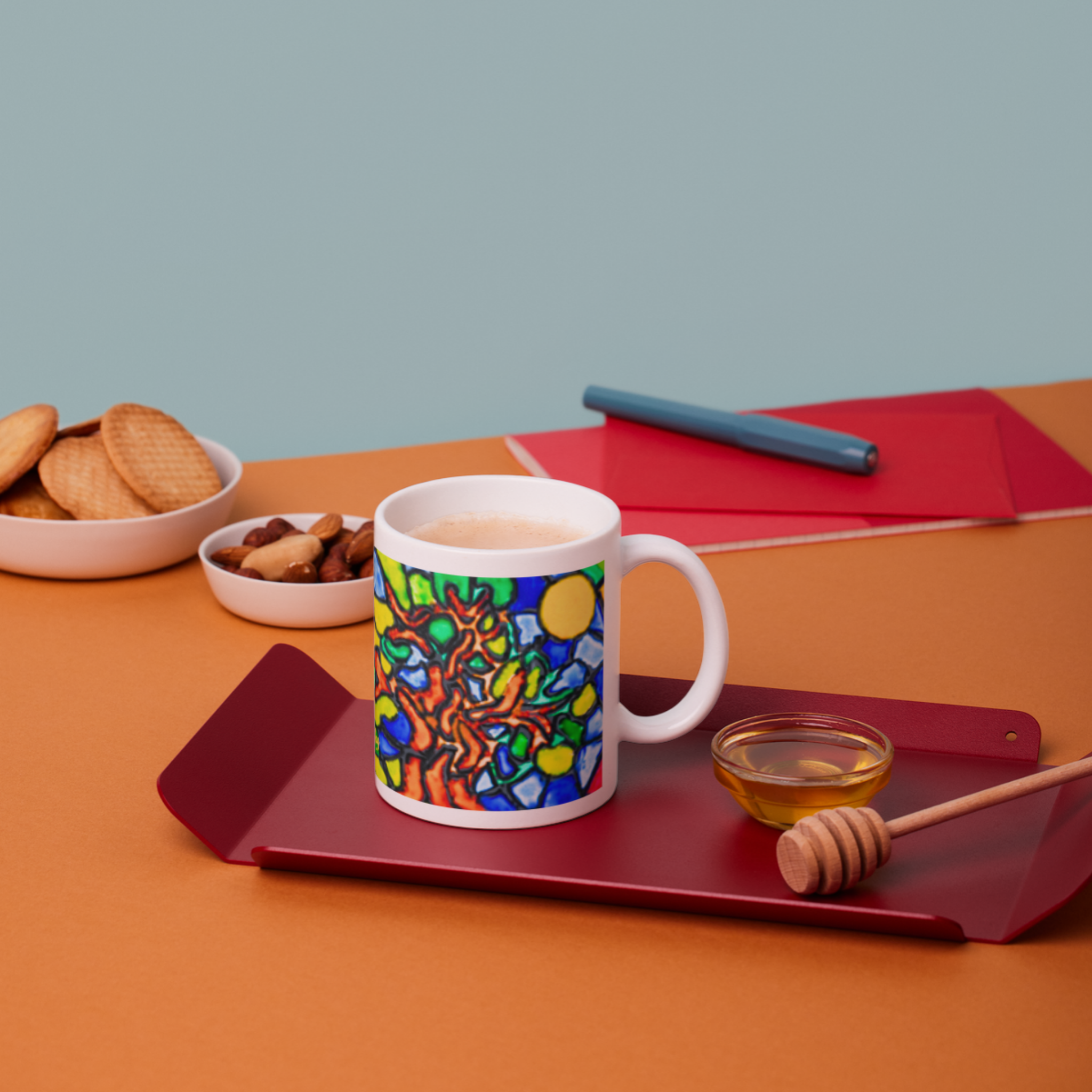 Stained Glass Tree of Life Mug – Vibrant Mosaic Ceramic Coffee Mug