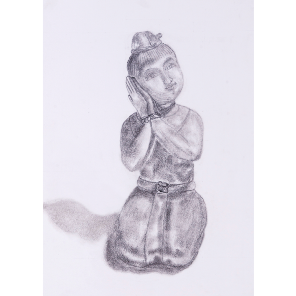 Traditional Thai Figurine – Charcoal Drawing Art Greeting Card