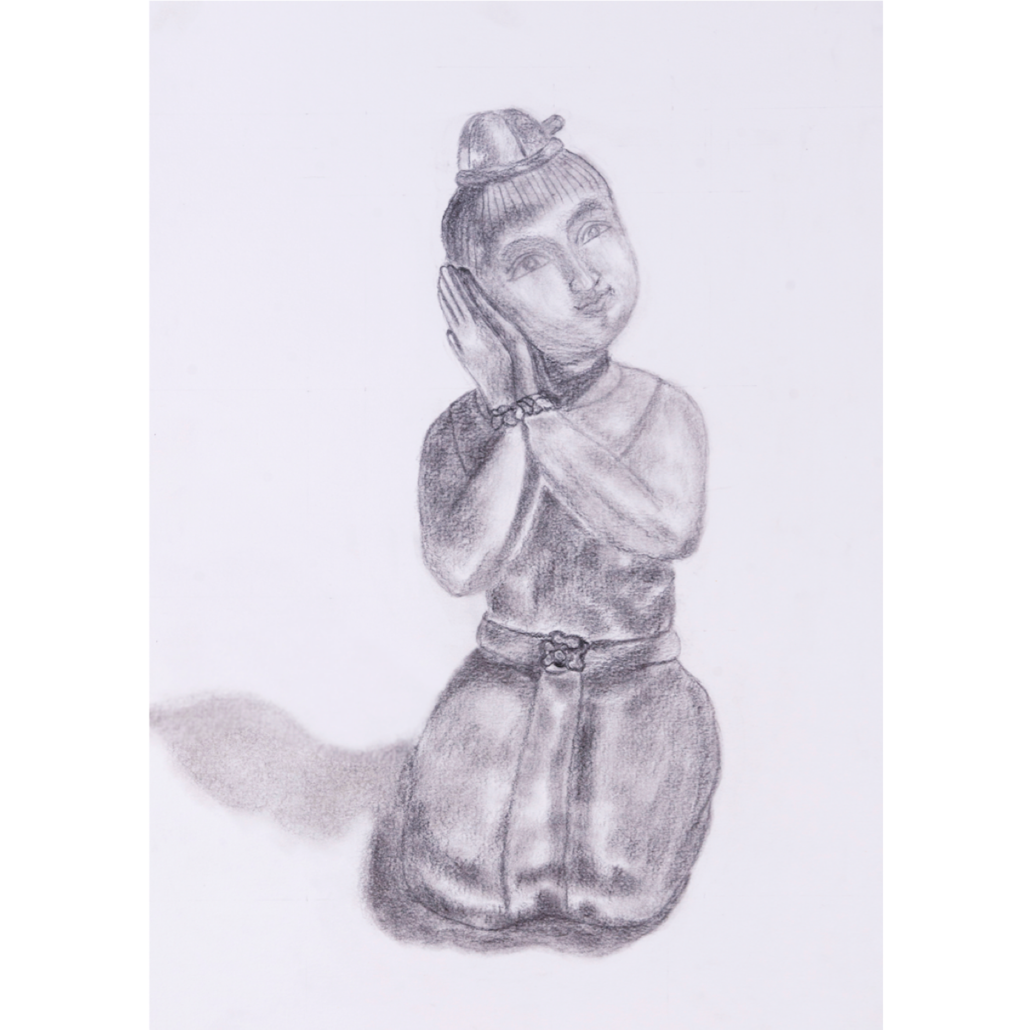 Traditional Thai Figurine – Charcoal Drawing Art Greeting Card