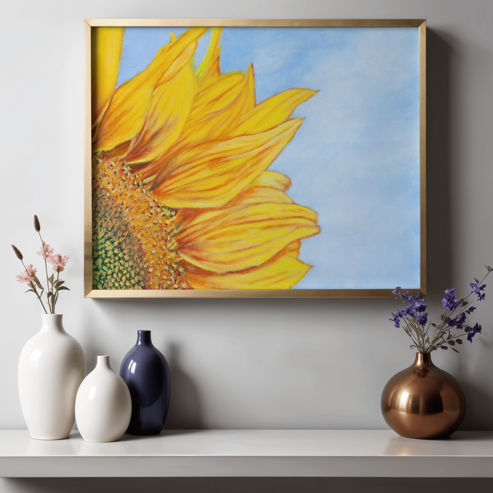 Sunflower Sky Canvas Print – A3 Soft Yellow Floral Wall Art