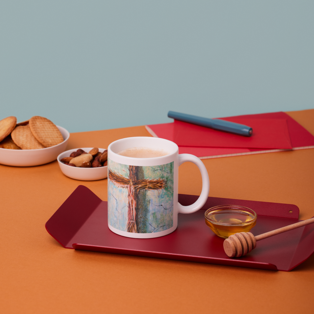 Rooted Cross Mug – Psalms 91 Faith Ceramic Coffee Mug