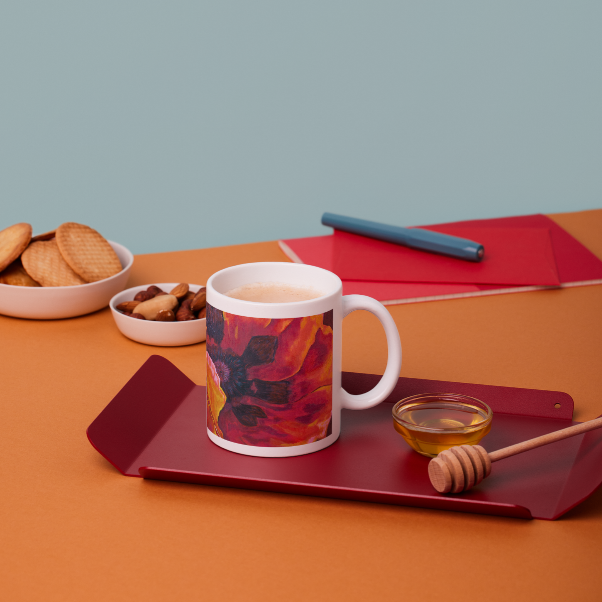 Fiery Poppy Mug – Bold Floral Ceramic Coffee Mug