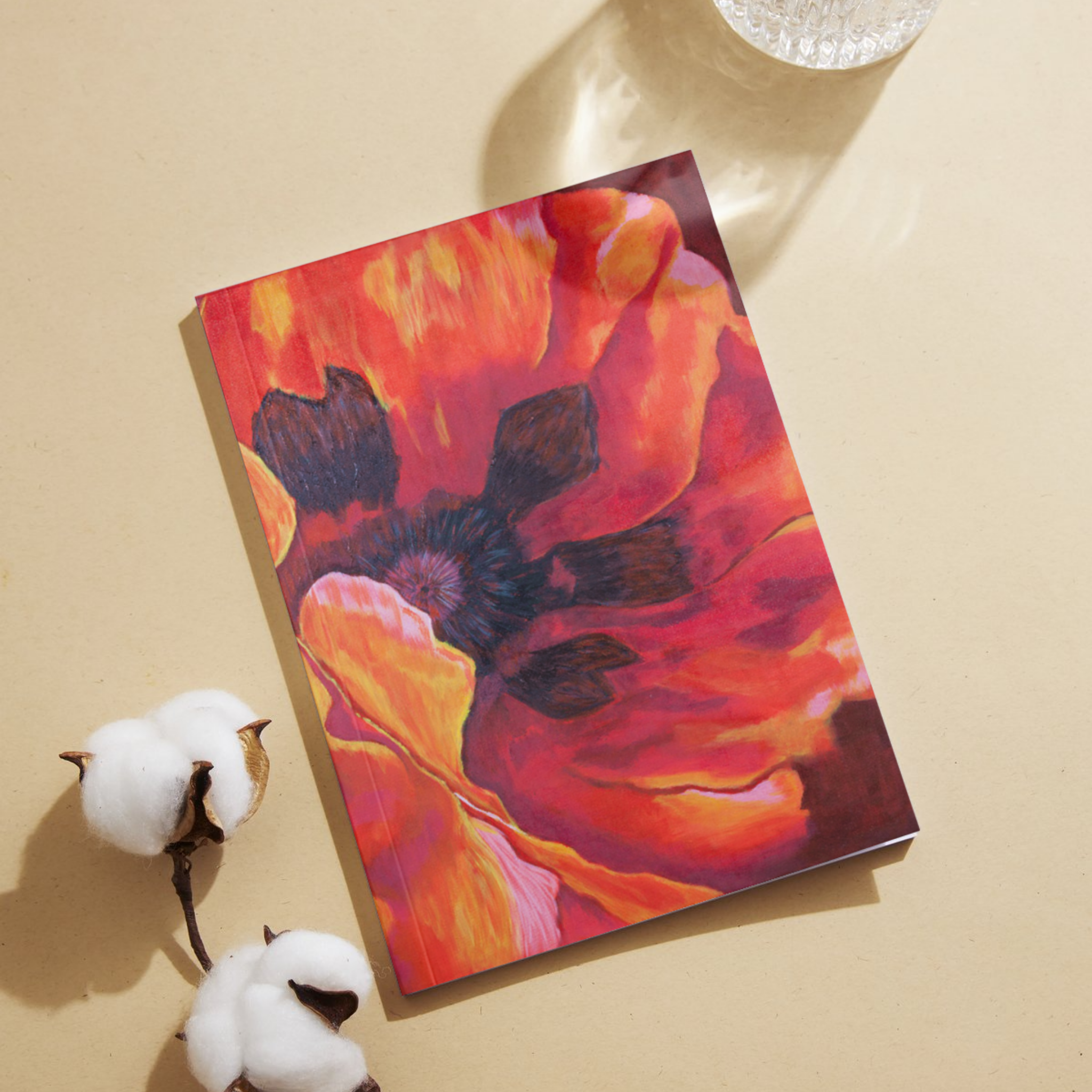 Fiery Poppy Floral Card – Acrylic Painting Design