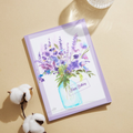 Mason Jar Blooms Card – Happy Birthday Greeting Card with Watercolor Florals & Purple Border