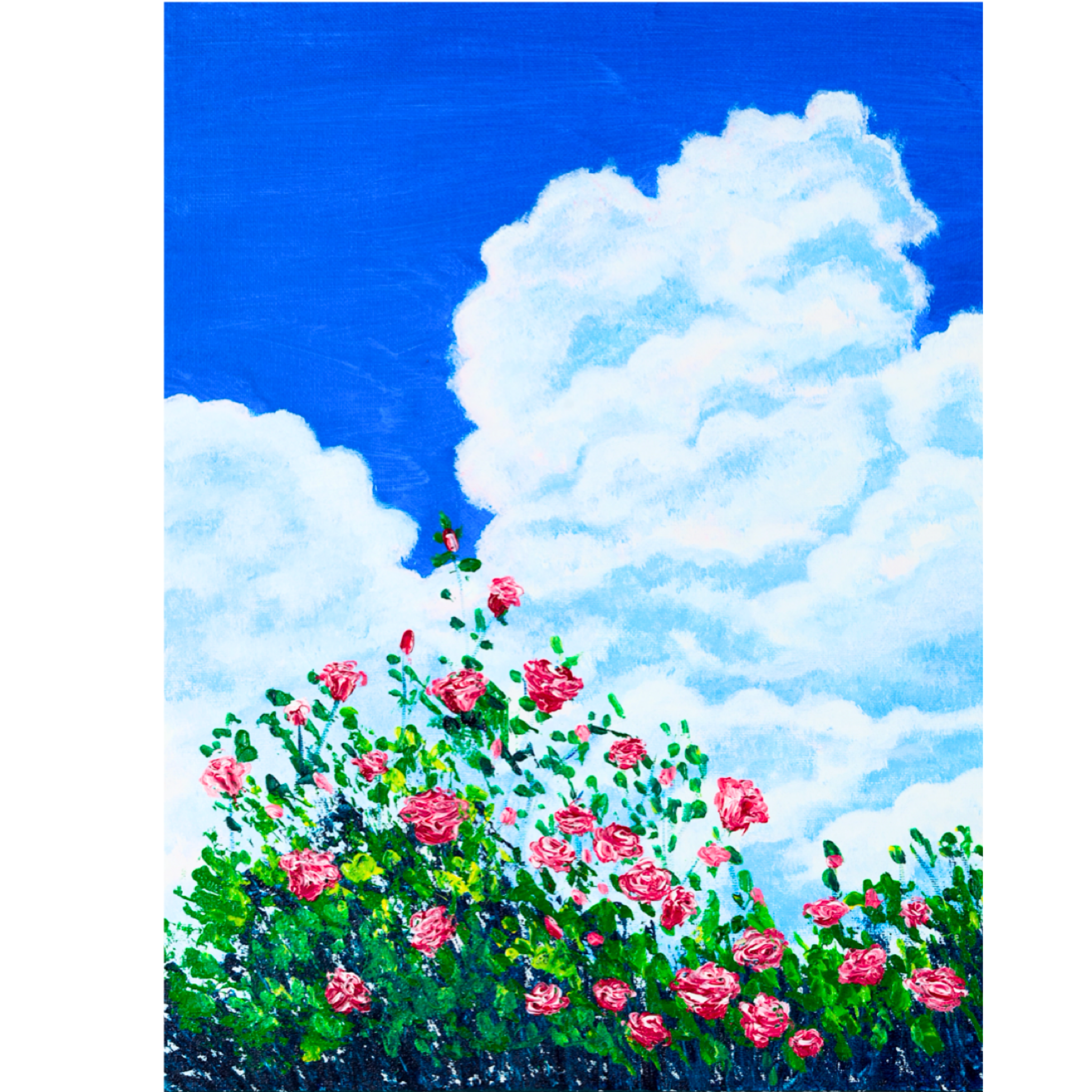 Skyward Roses Floral Card – Acrylic Painting Design