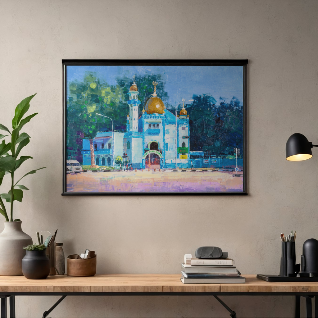 Malabar Mosque Singapore Canvas Print – A3 Cultural Landmark Wall Art