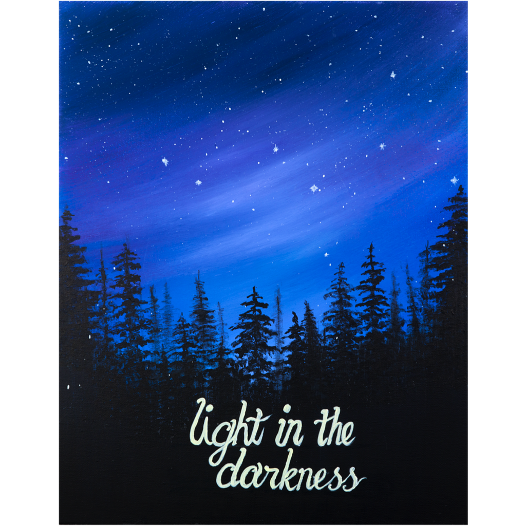 Light in the Darkness Landscape Card – Acrylic Painting Design