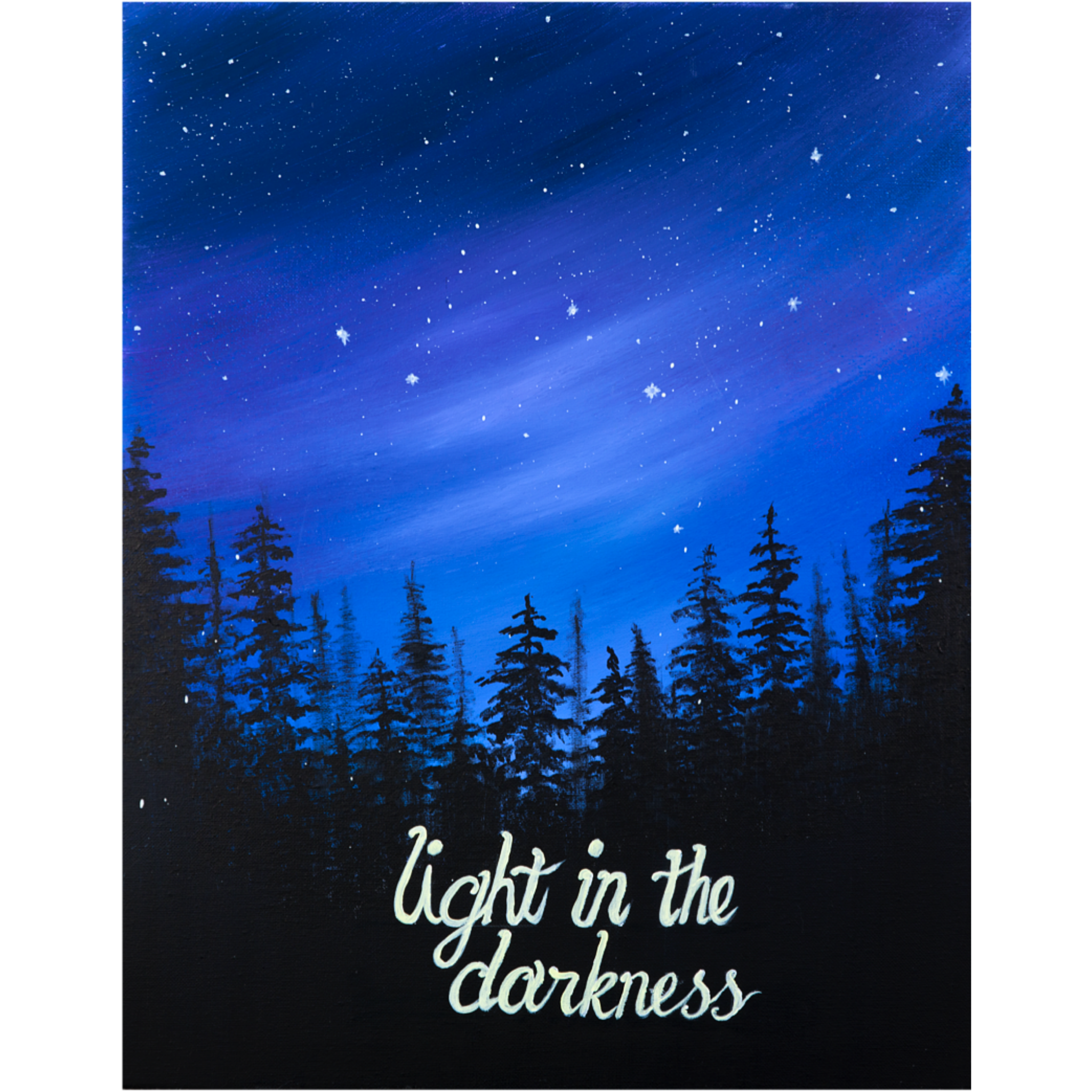 Light in the Darkness Landscape Card – Acrylic Painting Design