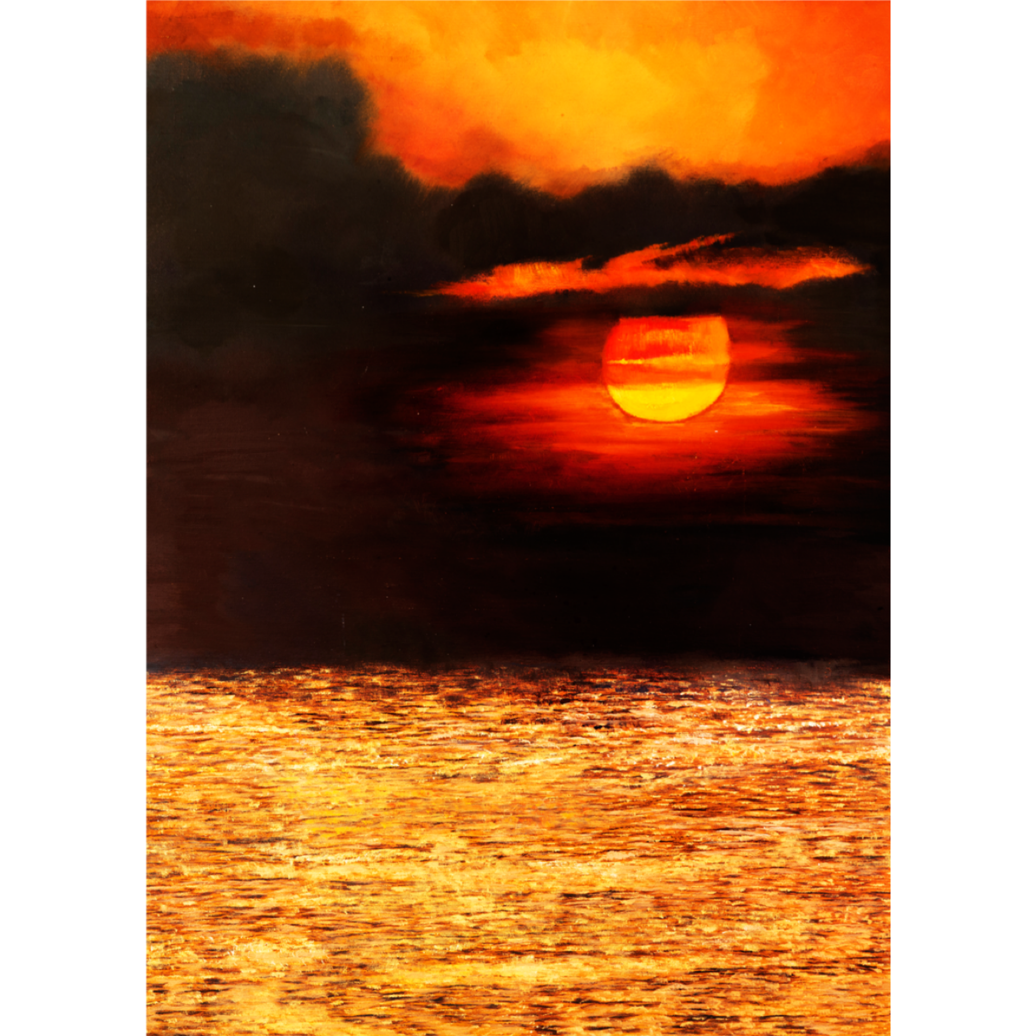 Sunset Ocean Landscape Card – Acrylic Painting Design