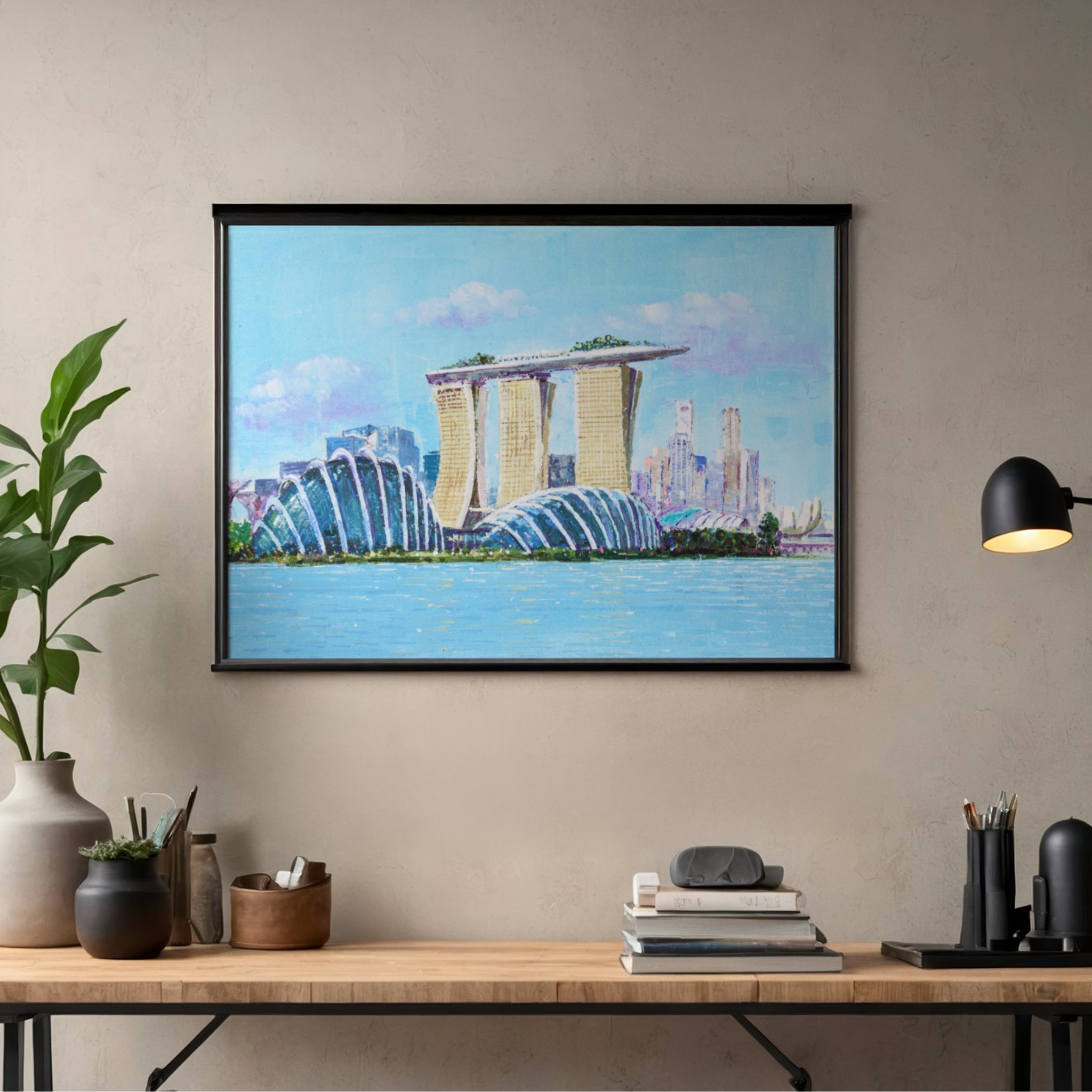 Marina Bay Sands & Gardens Canvas Print – A3 Singapore Landmark Wall Art