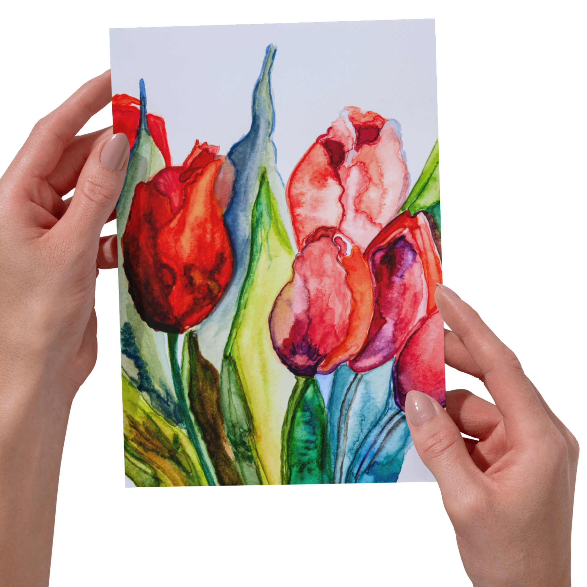 Watercolor Tulips Floral Card – Elegant Painting Design