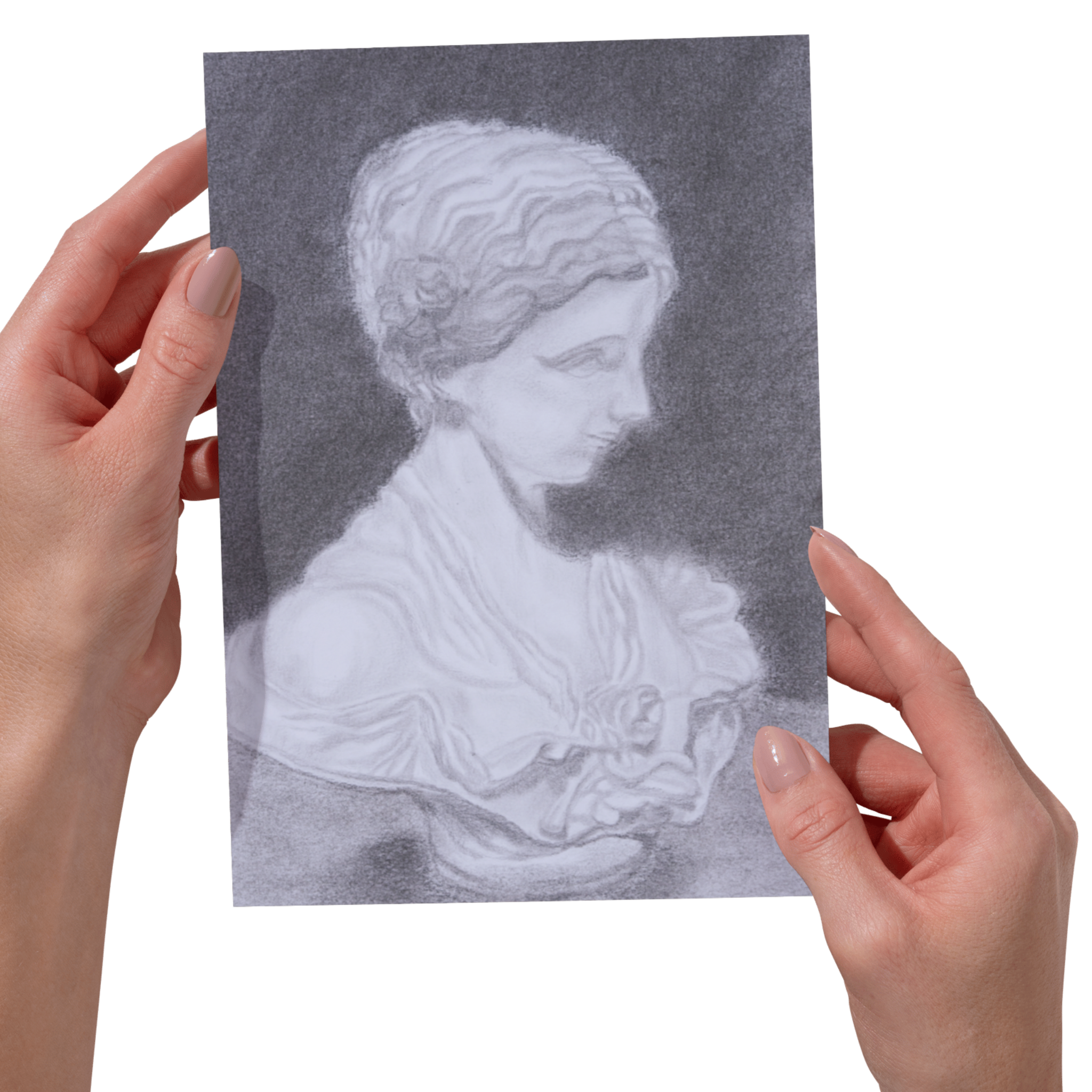 Classical Lady with Rose – Charcoal Portrait Art Greeting Card