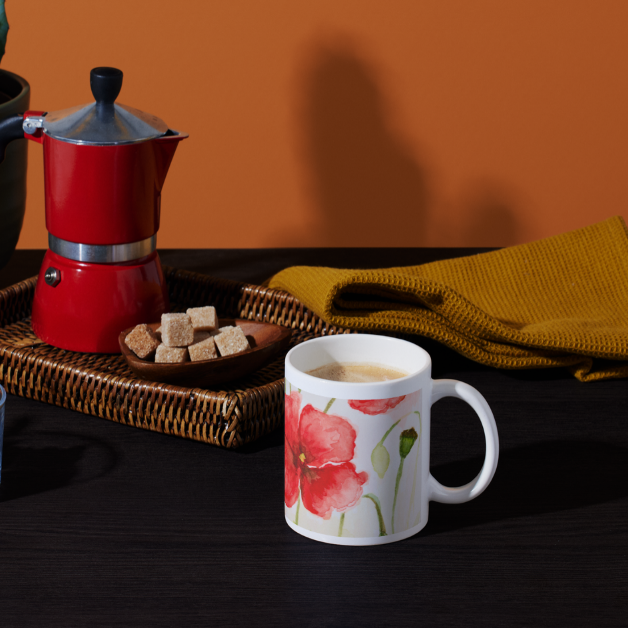 Red Poppies Mug – Watercolor Floral Ceramic Coffee Mug