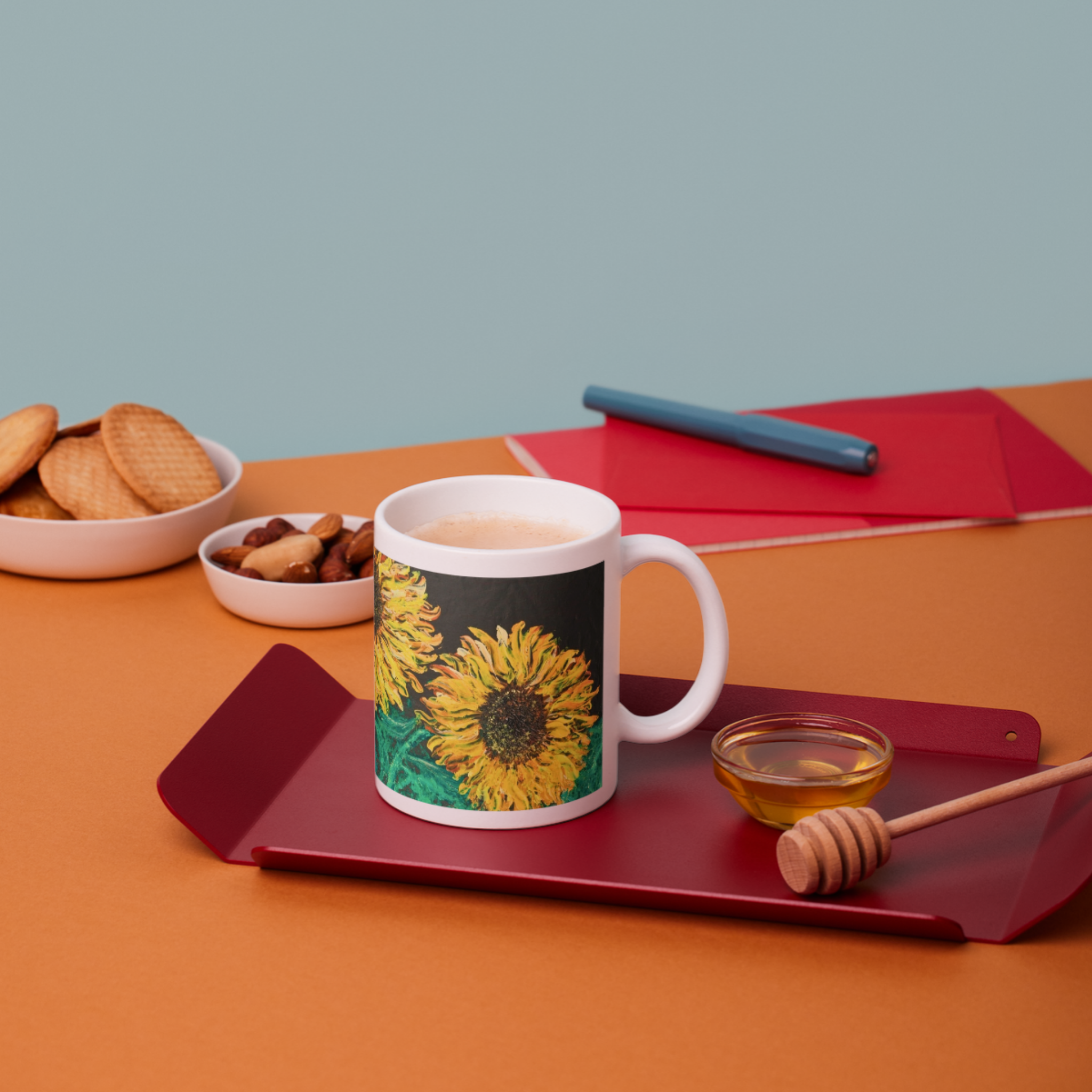 Sunflowers in the Dark Mug – Bold Floral Ceramic Coffee Mug