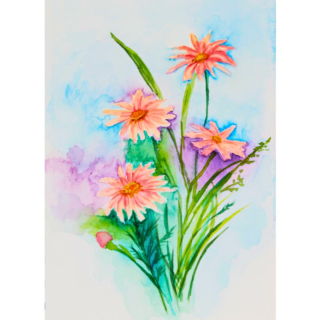Dreamy Pink Bouquet Floral Card – Watercolour Design