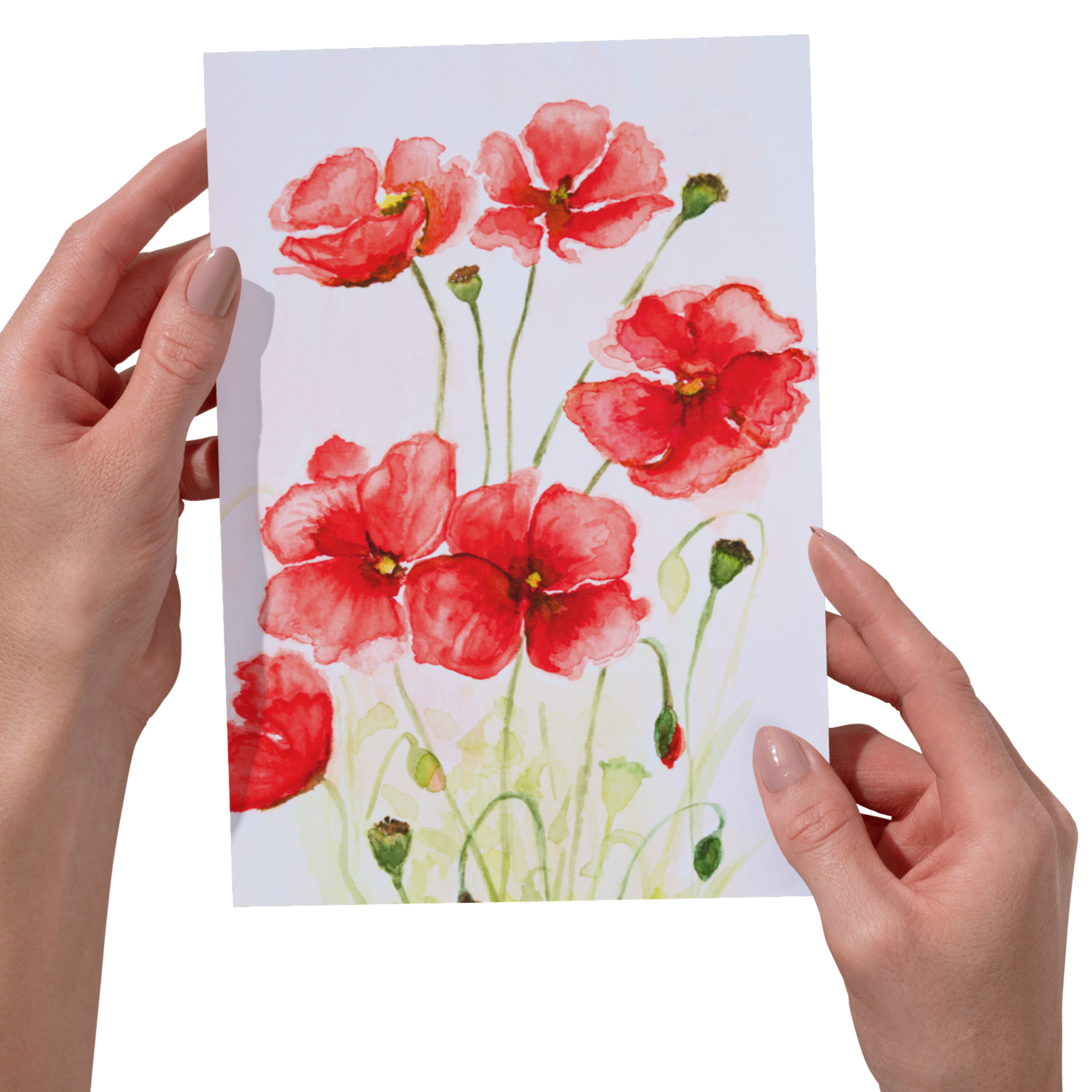Red Poppies Floral Card – Watercolor Painting Design
