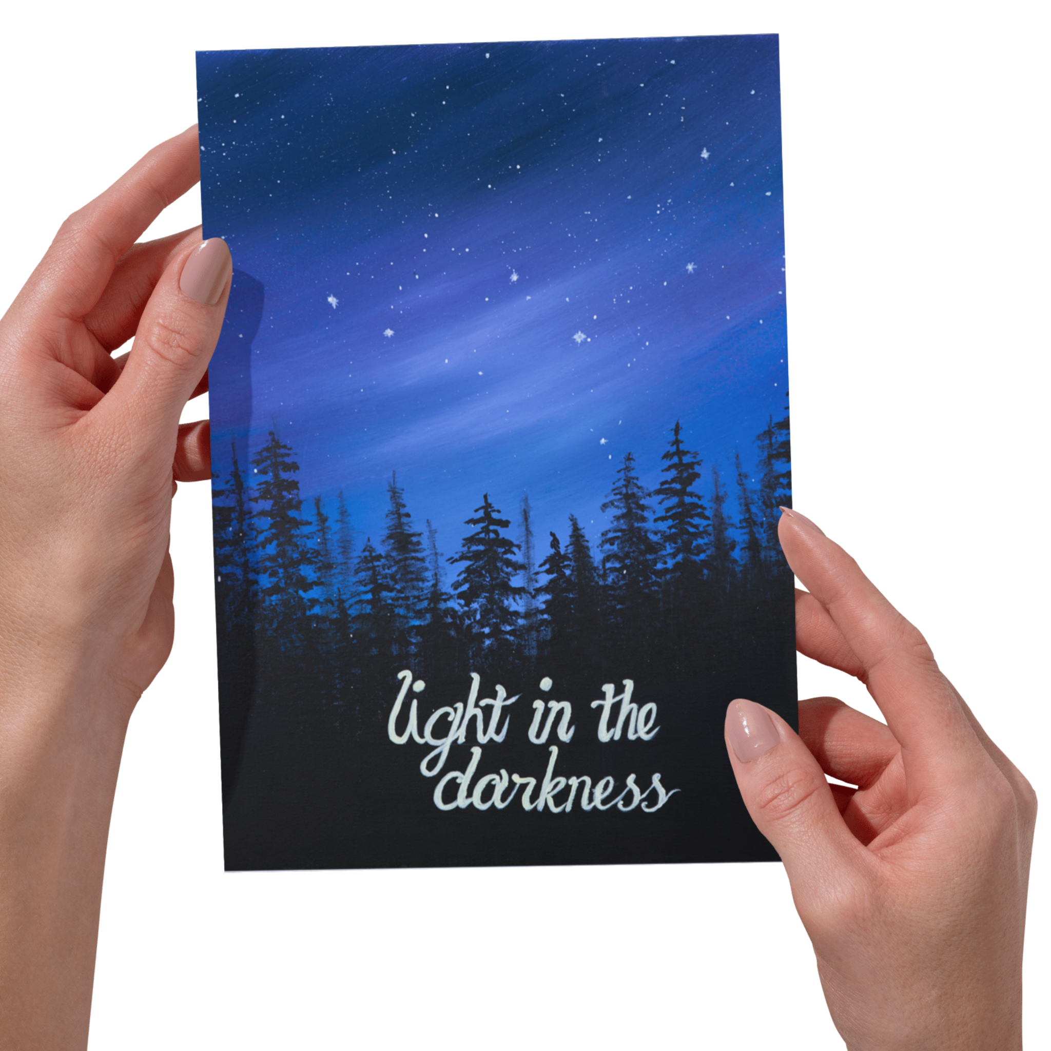 Light in the Darkness Landscape Card – Acrylic Painting Design